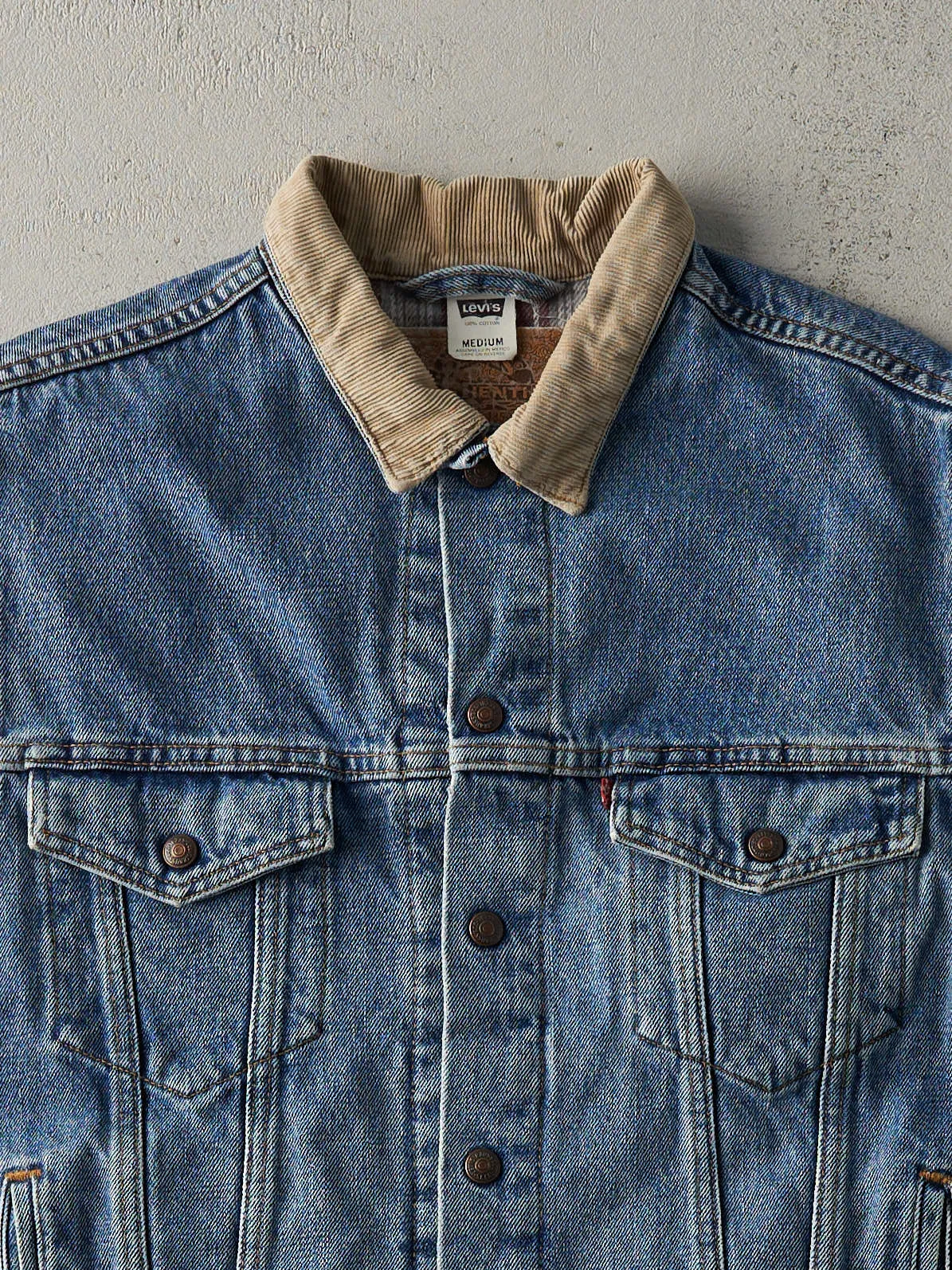 Vintage 90s Light Wash Levi's Type 3 Plaid Lined Denim Vest (M) sold by Rebalance Vintage product image thumbnail 2