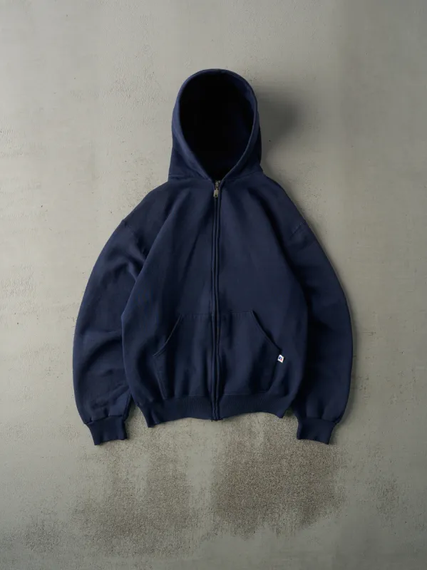 Vintage 90s Navy Blue Russell Athletic Zip Up Hoodie (M) sold by Rebalance Vintage