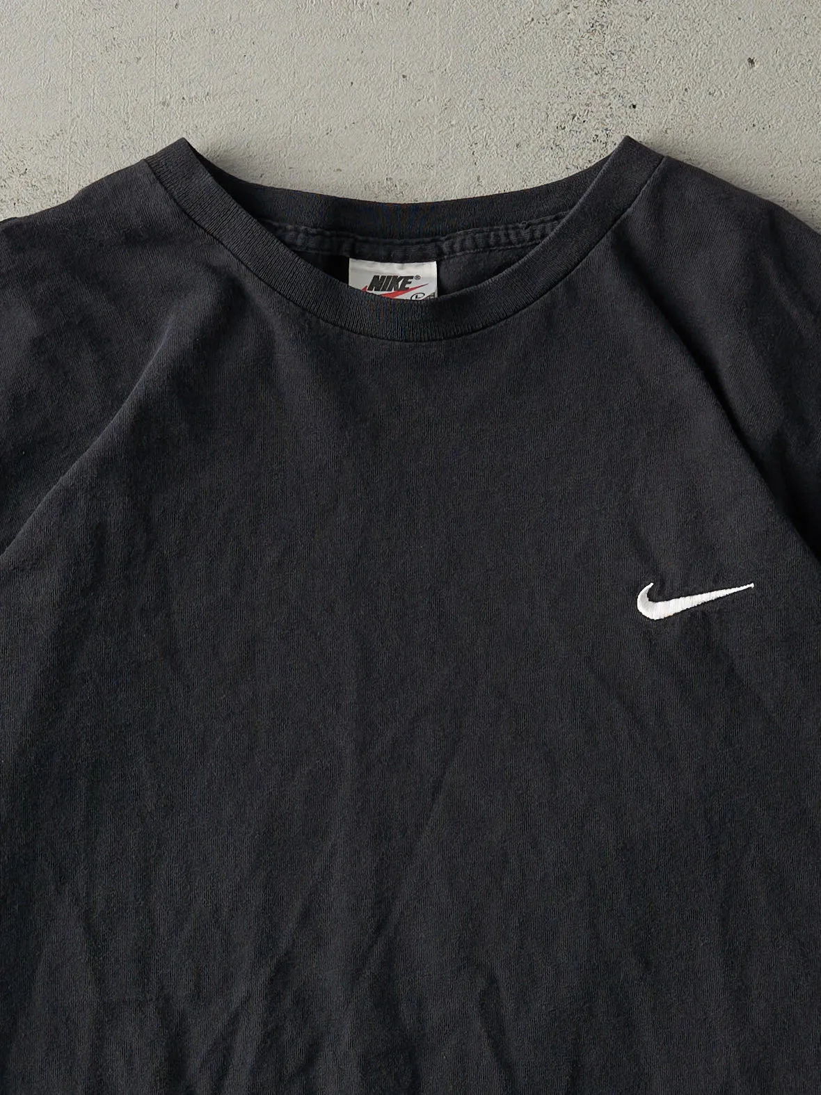 Vintage 90s Black Embroidered Nike Swoosh Tee (L) sold by Rebalance Vintage product image thumbnail 2