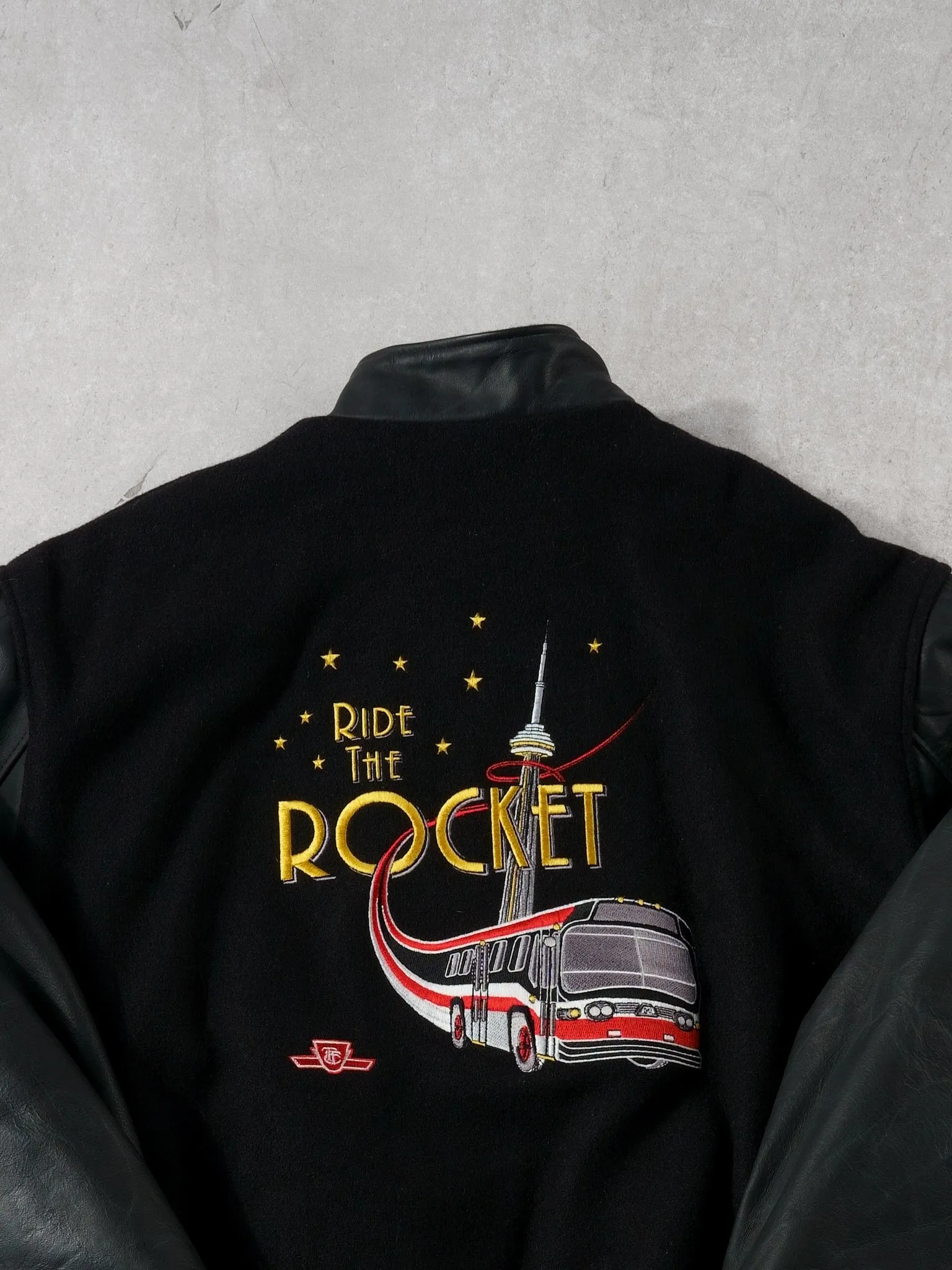 Black TTC Wheel Trans Ride The Rocket Bomber Jacket (L) sold by Rebalance Vintage product image thumbnail 4