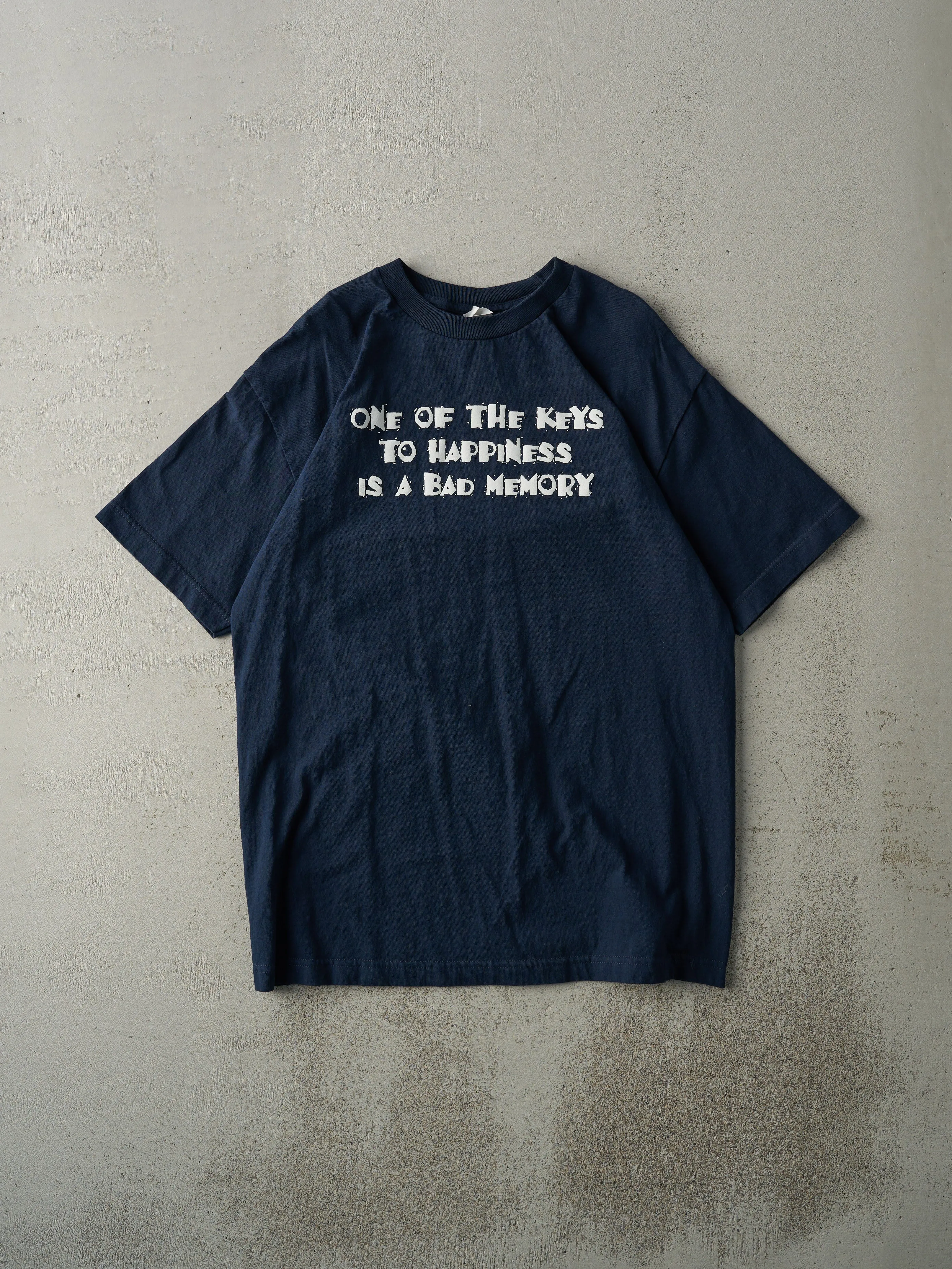 Vintage Y2K Blue "One of the Keys To Happiness" Tee (M) sold by Rebalance Vintage