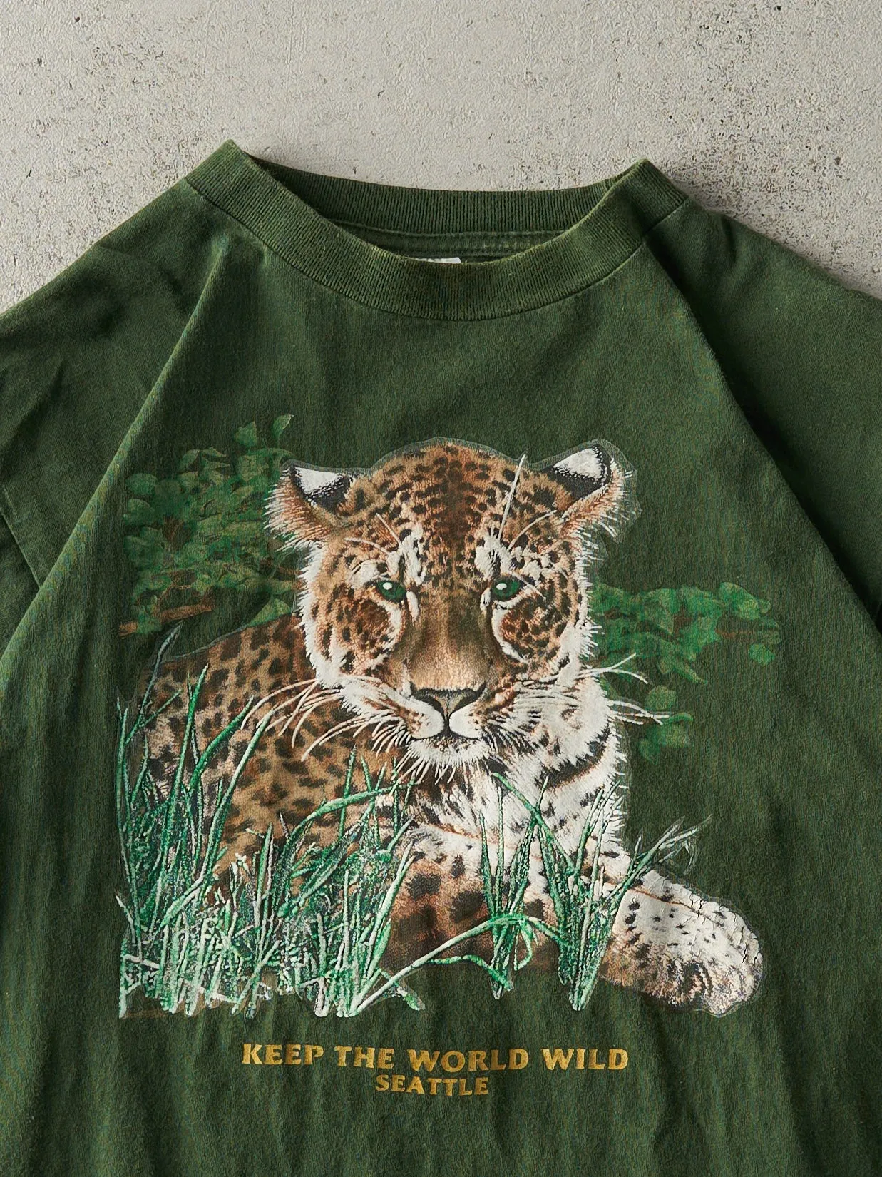 Vintage 90s Forest Green Keep The World Wild Seattle Tee (S) sold by Rebalance Vintage product image thumbnail 2