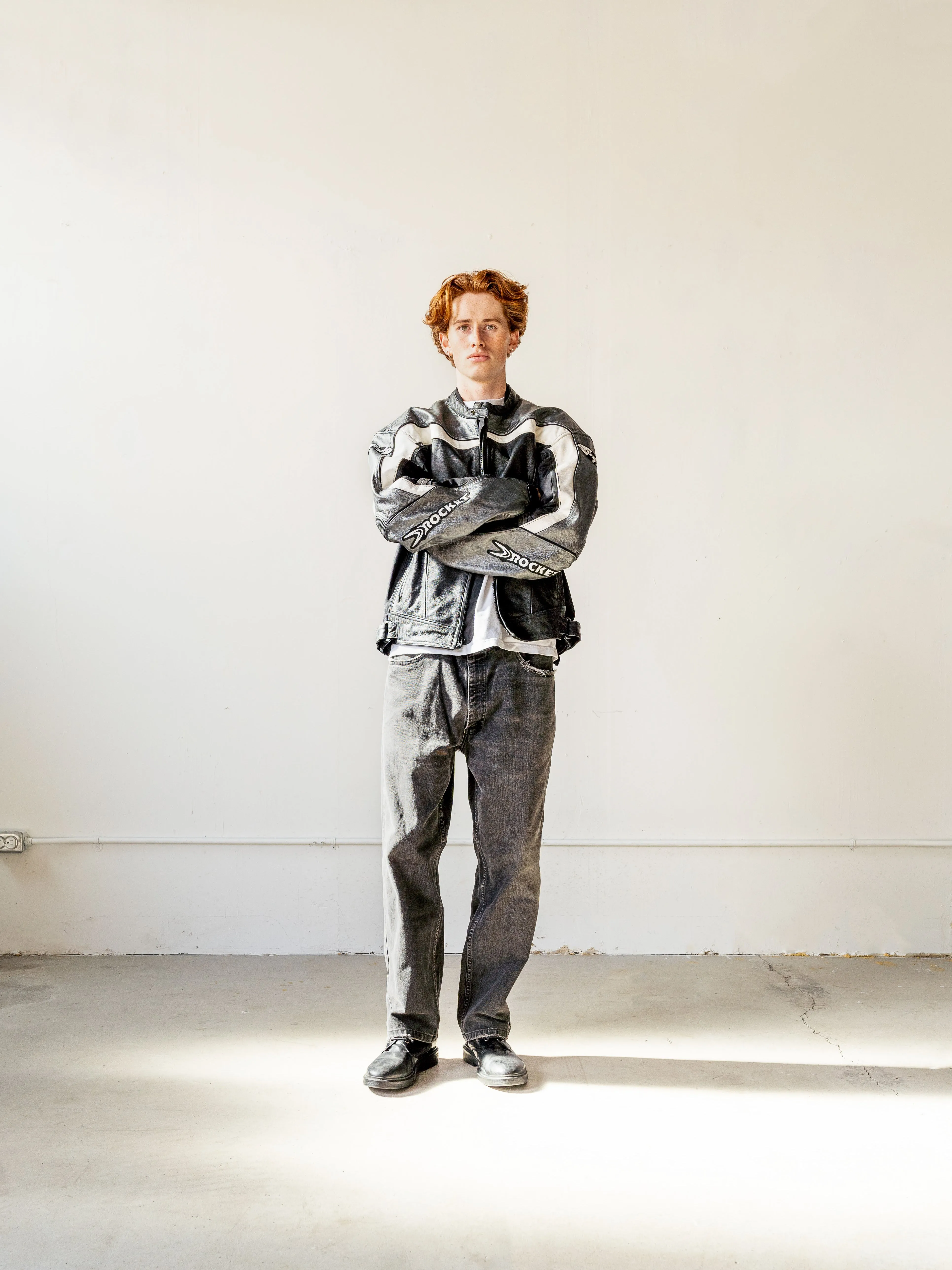 Vintage 90s Black and Grey Joe Rocket Leather Biker Jacket (L) sold by Rebalance Vintage product image thumbnail 2