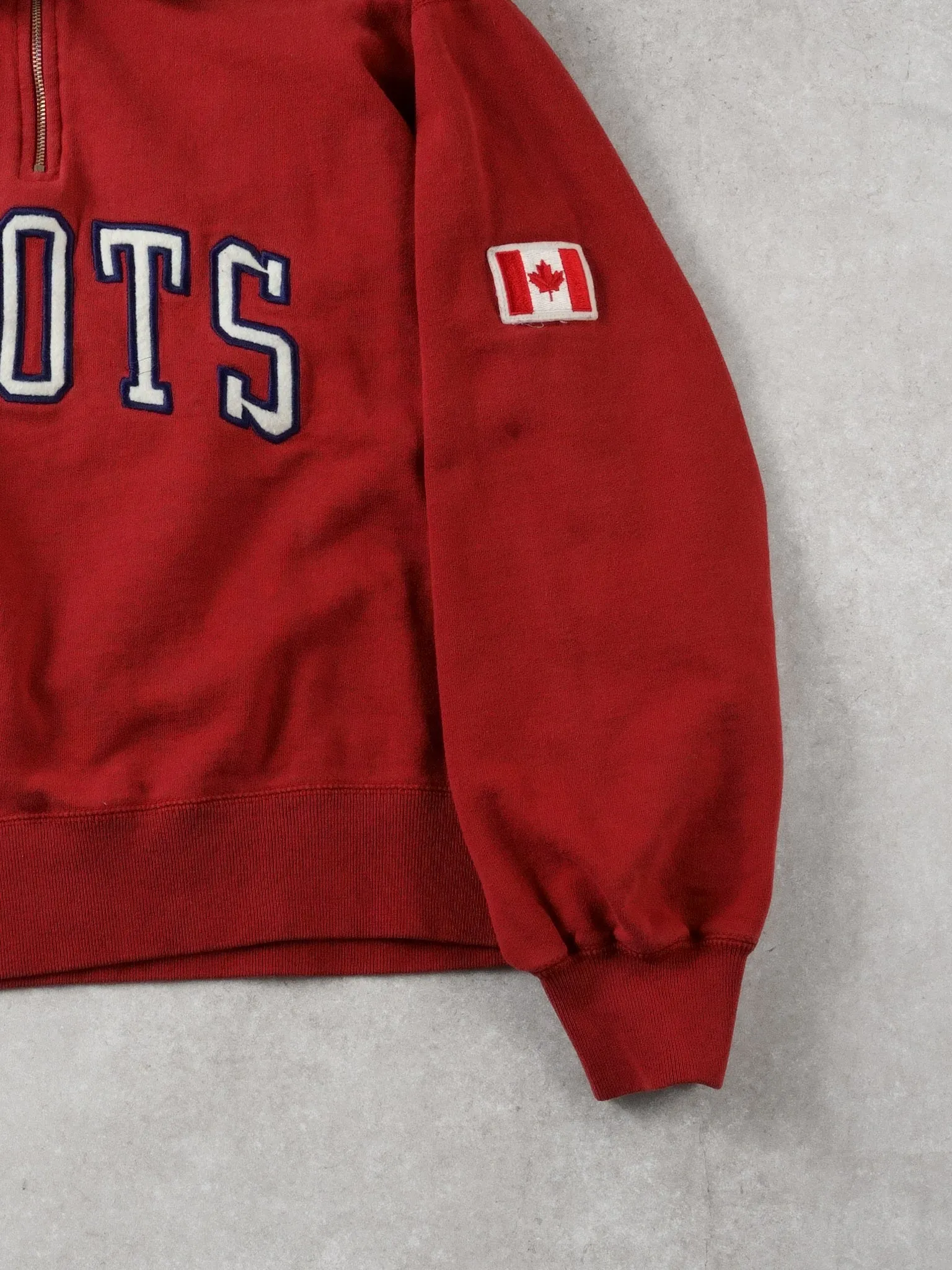 Vintage 90s Washed Red Roots Collared 1/4 Zipup (L) sold by Rebalance Vintage product image thumbnail 3