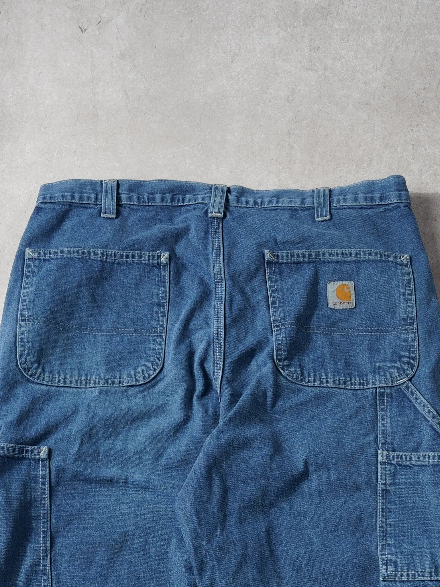 Vintage 90s Blue Carhartt Dungeree Fit Denim Carpenter Pants (34x30) sold by Rebalance Vintage product image thumbnail 4