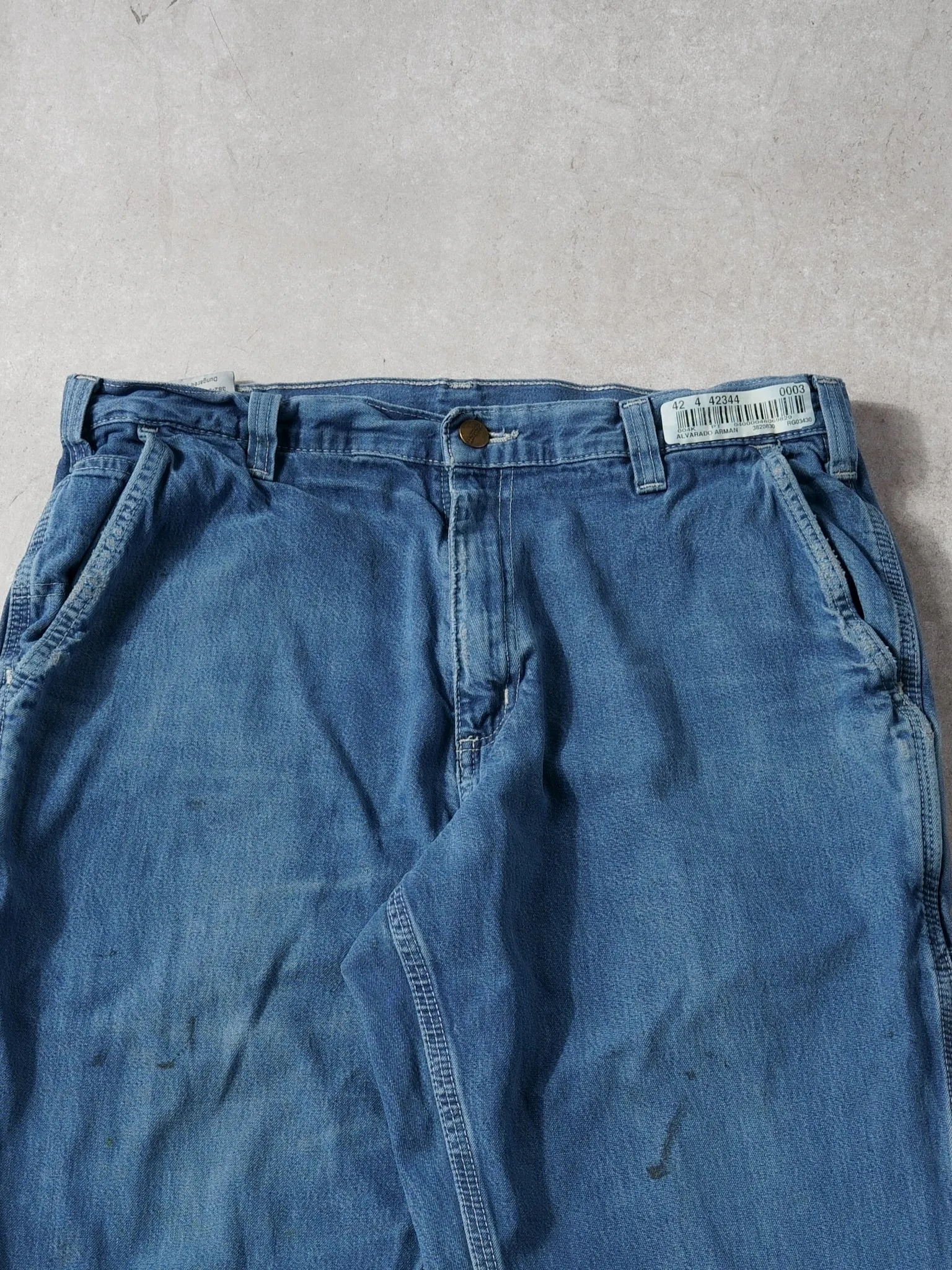 Vintage 90s Blue Carhartt Dungeree Fit Denim Carpenter Pants (34x30) sold by Rebalance Vintage product image thumbnail 3