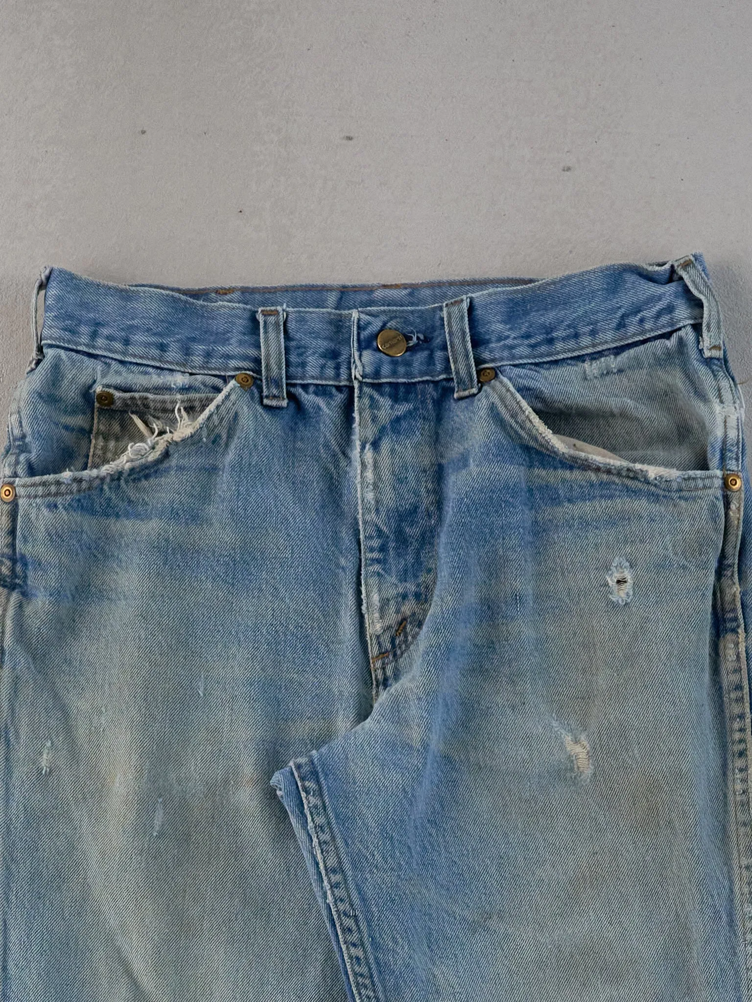 Vintage 80s Blue Carhartt Distressed Workwear Denim Jeans (29x29) sold by Rebalance Vintage product image thumbnail 3