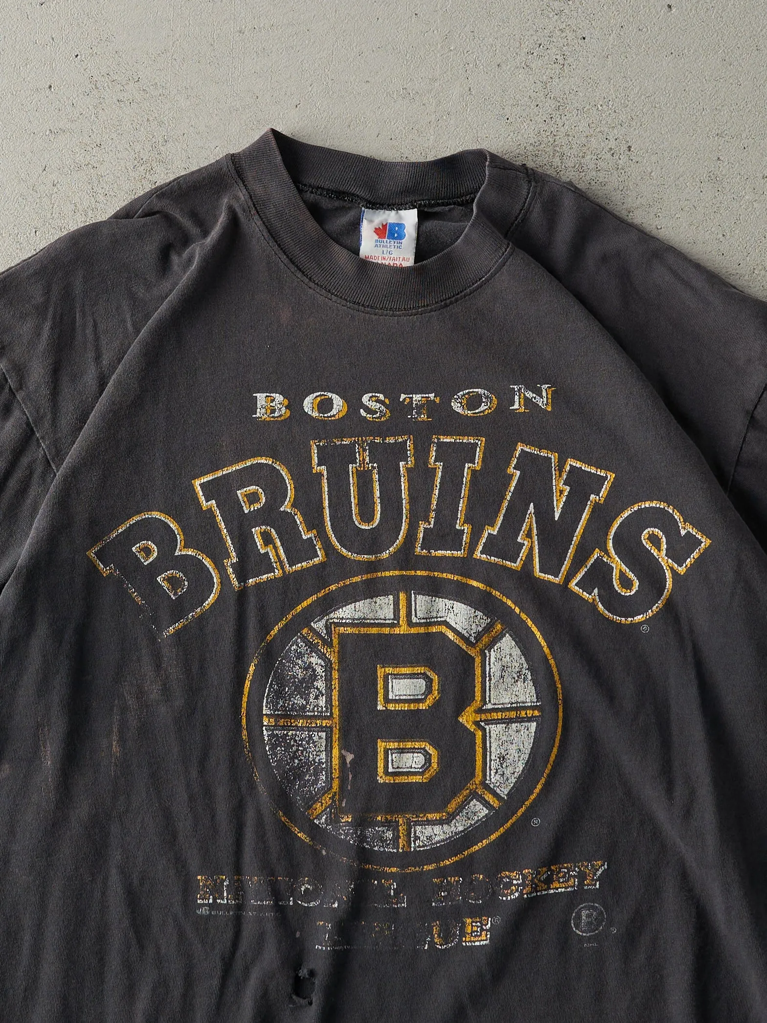 Vintage 90s Faded Black Boston Bruins Tee (L) sold by Rebalance Vintage product image thumbnail 2