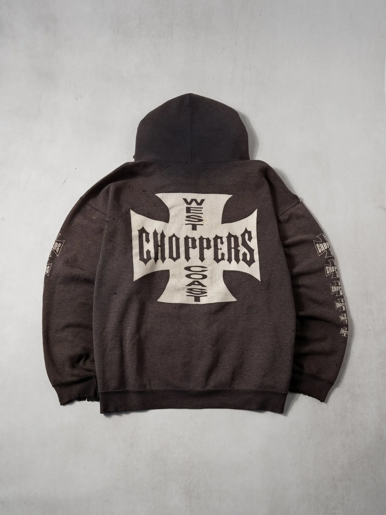 Vintage 90s Washed Black West Coast Choppers Emblem Hoodie (XXL) sold by Rebalance Vintage product image thumbnail 3