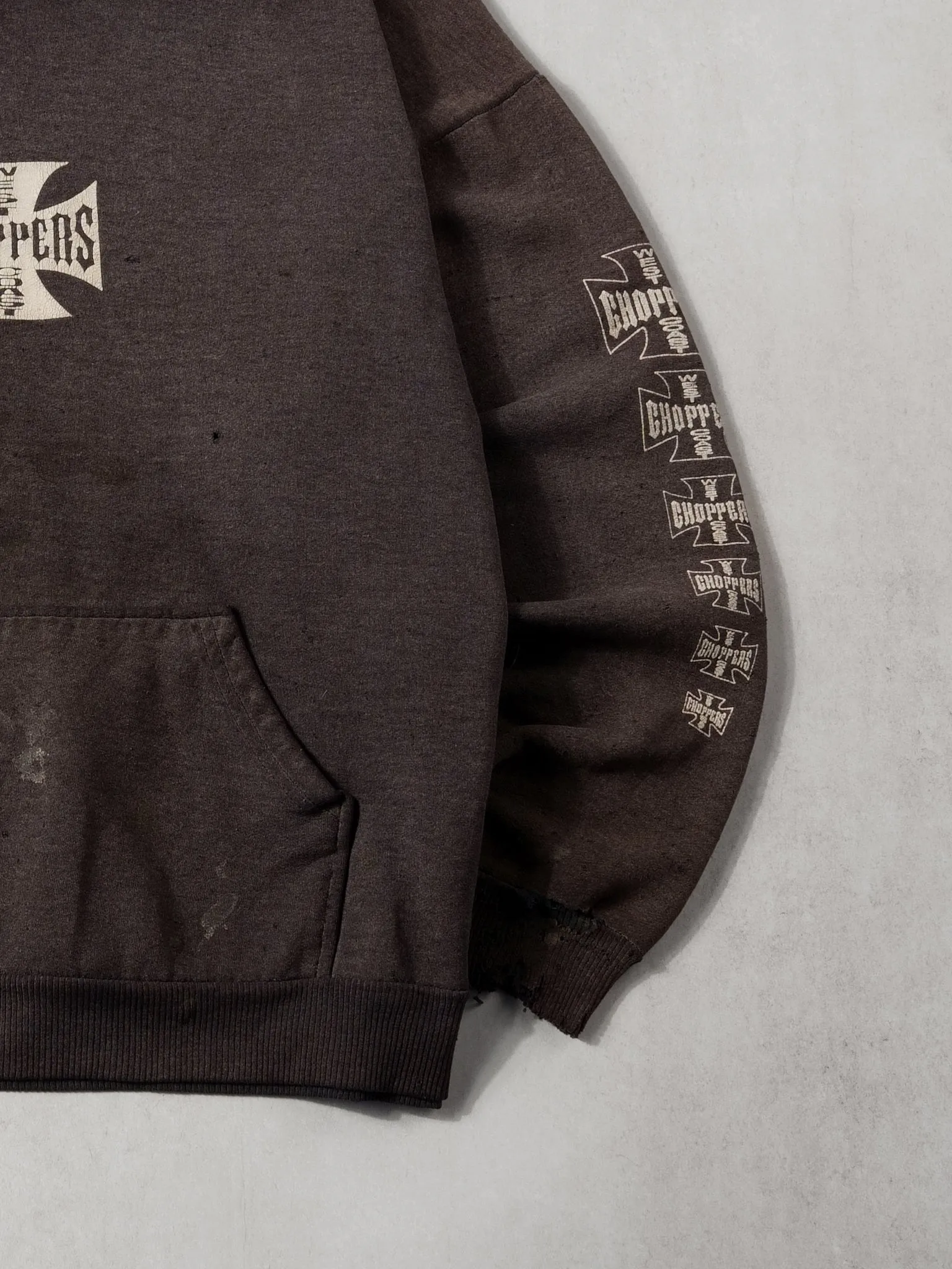 Vintage 90s Washed Black West Coast Choppers Emblem Hoodie (XXL) sold by Rebalance Vintage product image thumbnail 2