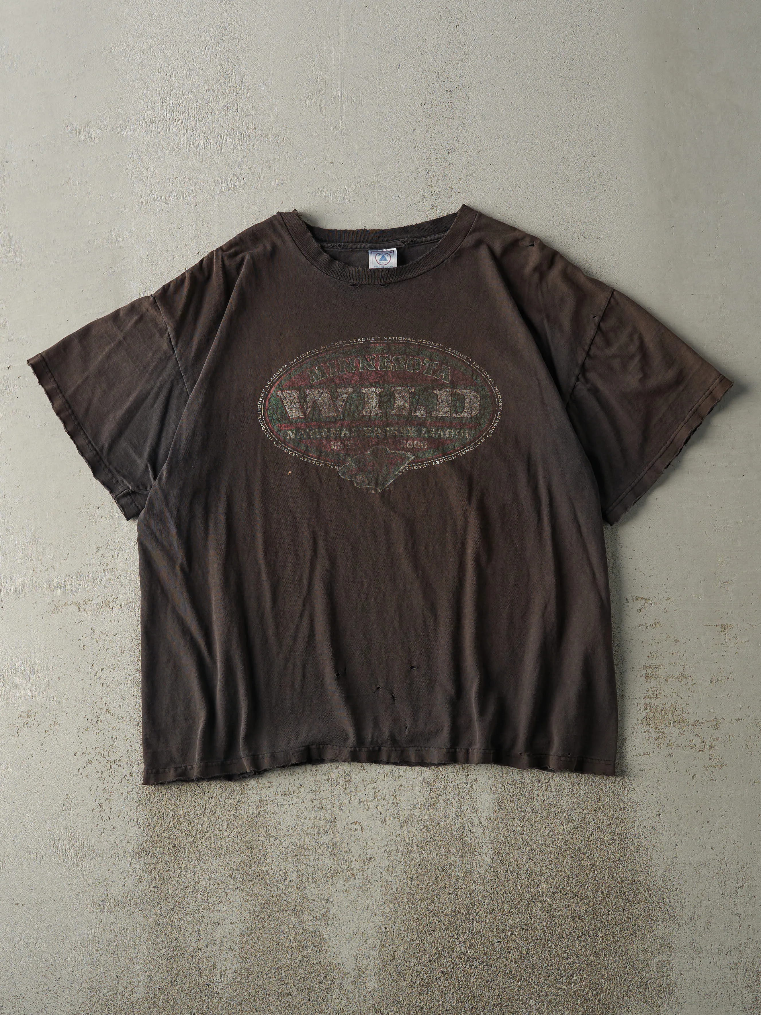 Vintage 00' Sun Faded Brown Minnesota Wild Tee (L) sold by Rebalance Vintage