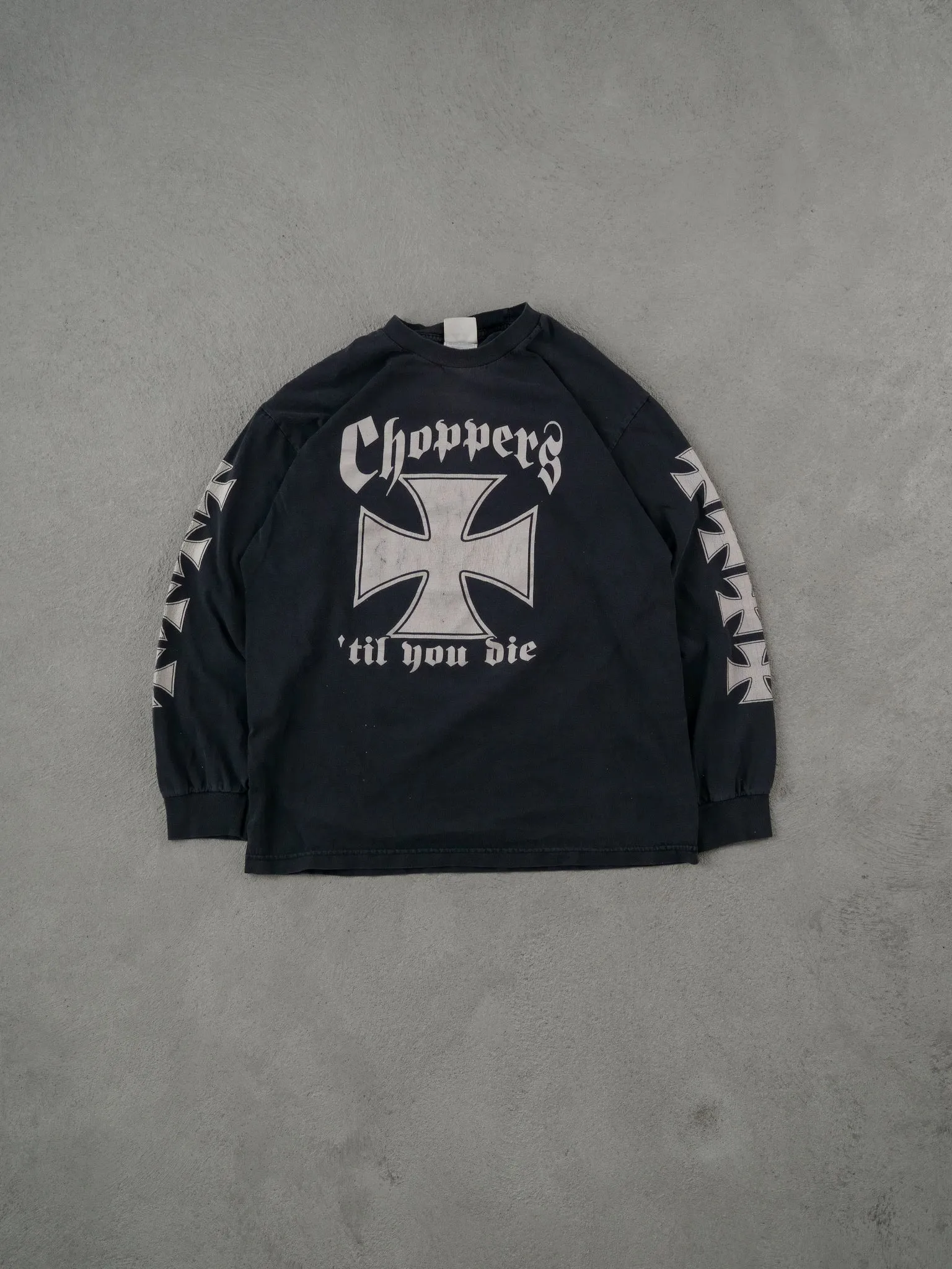 Vintage Y2k Black Choppers 'til you die Graphic Longsleeve (M) sold by Rebalance Vintage