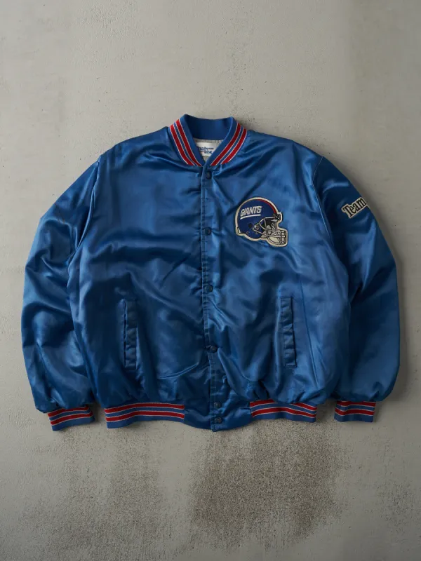 Vintage 80s Blue New York Giants Satin Bomber Jacket (L) sold by Rebalance Vintage