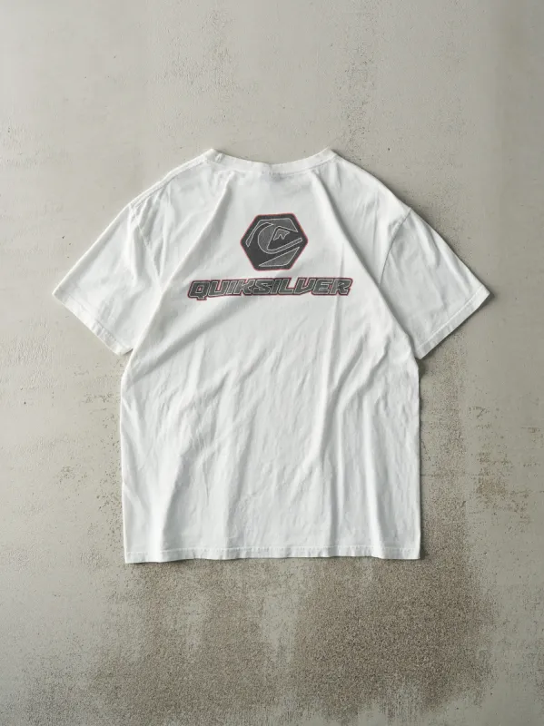 Vintage Y2K White Quiksilver Logo Tee (M) sold by Rebalance Vintage