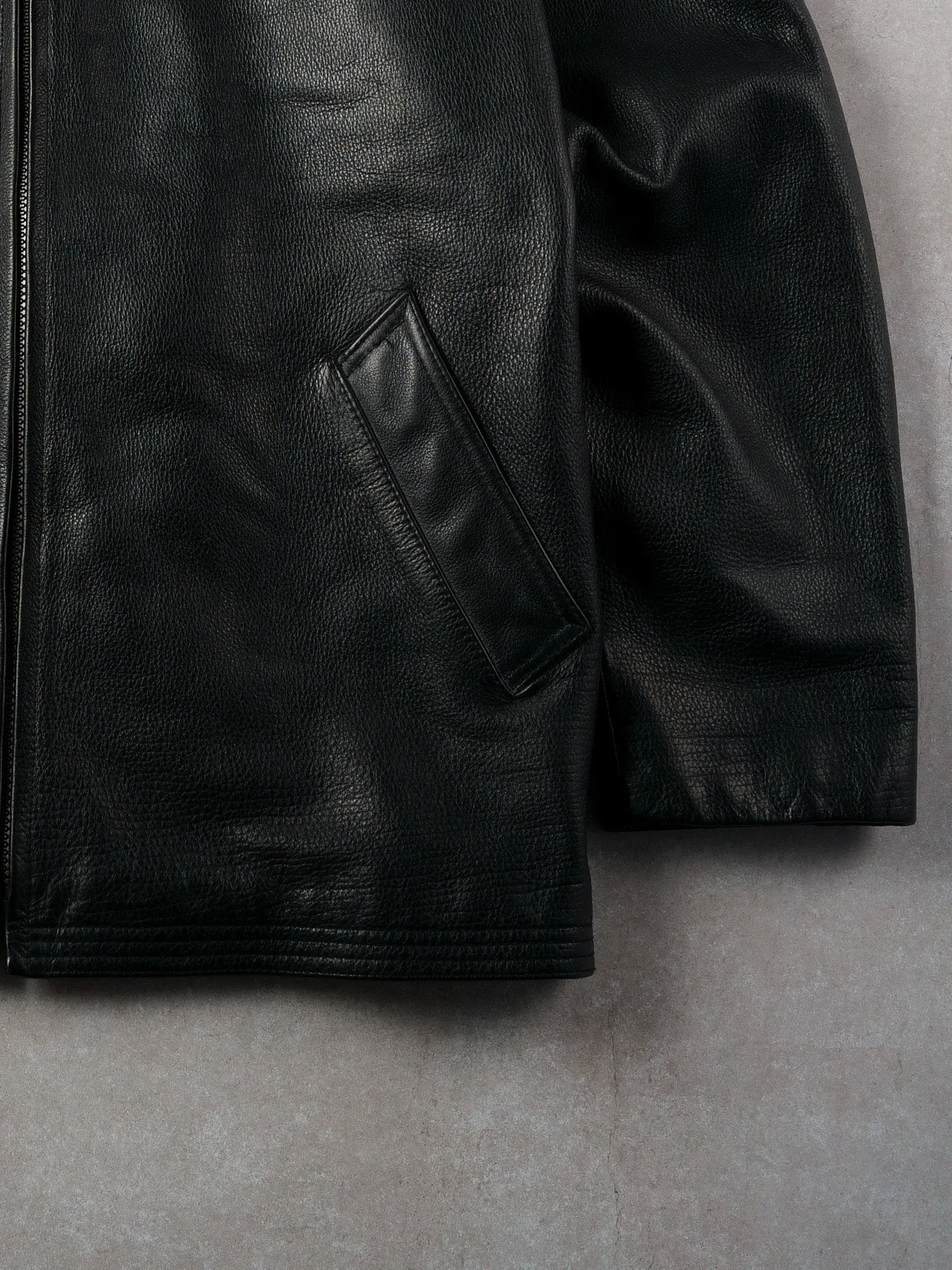 Vintage 90s Black Danier Collared Leather Jacket (M) sold by Rebalance Vintage product image thumbnail 3