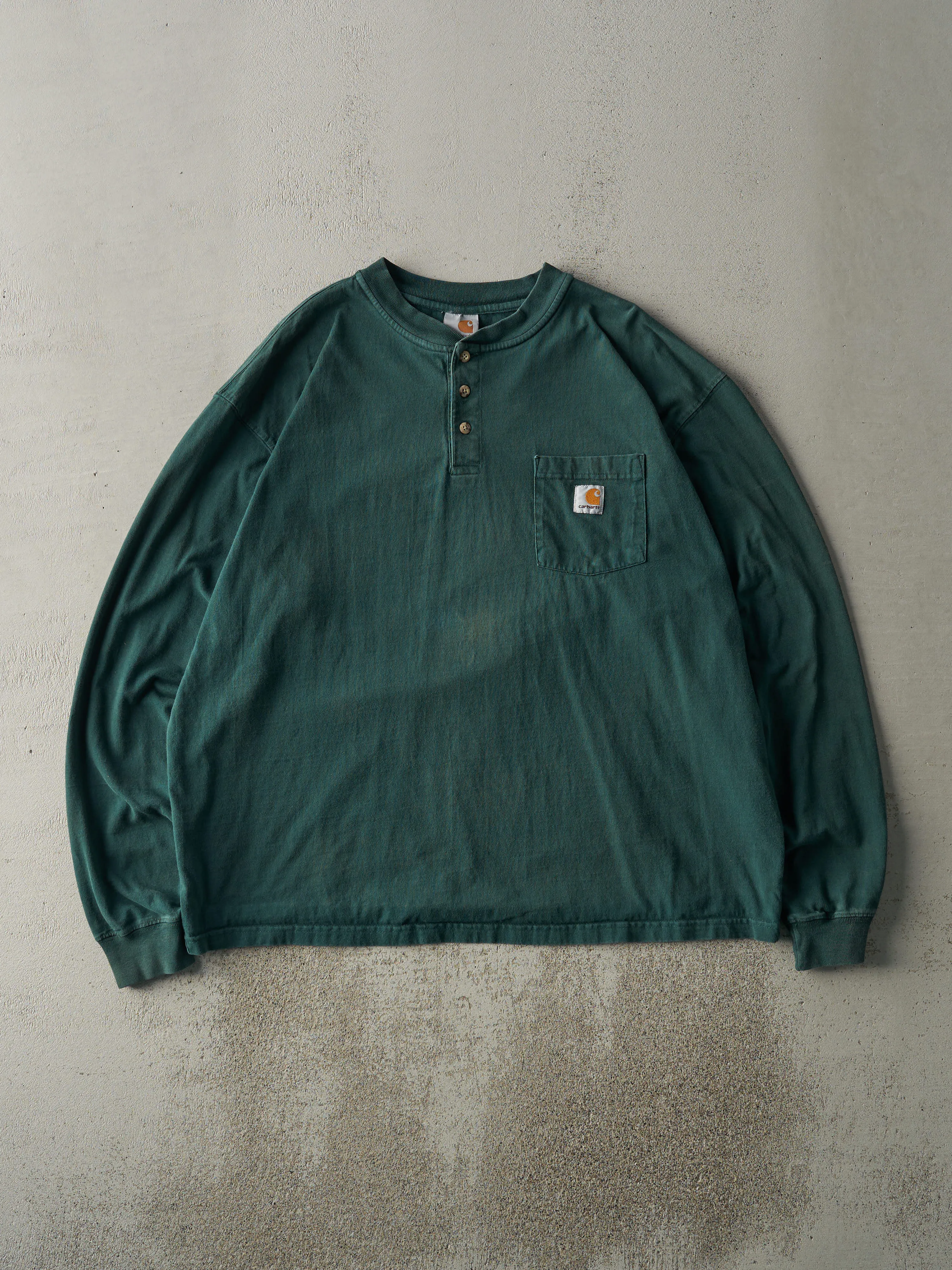 Vintage 90s Green Carhartt Quarter Button Pocket Long Sleeve (XL) sold by Rebalance Vintage