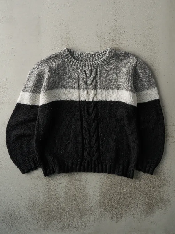 Vintage 90s Black, Grey & White Knit Pullover (M) sold by Rebalance Vintage