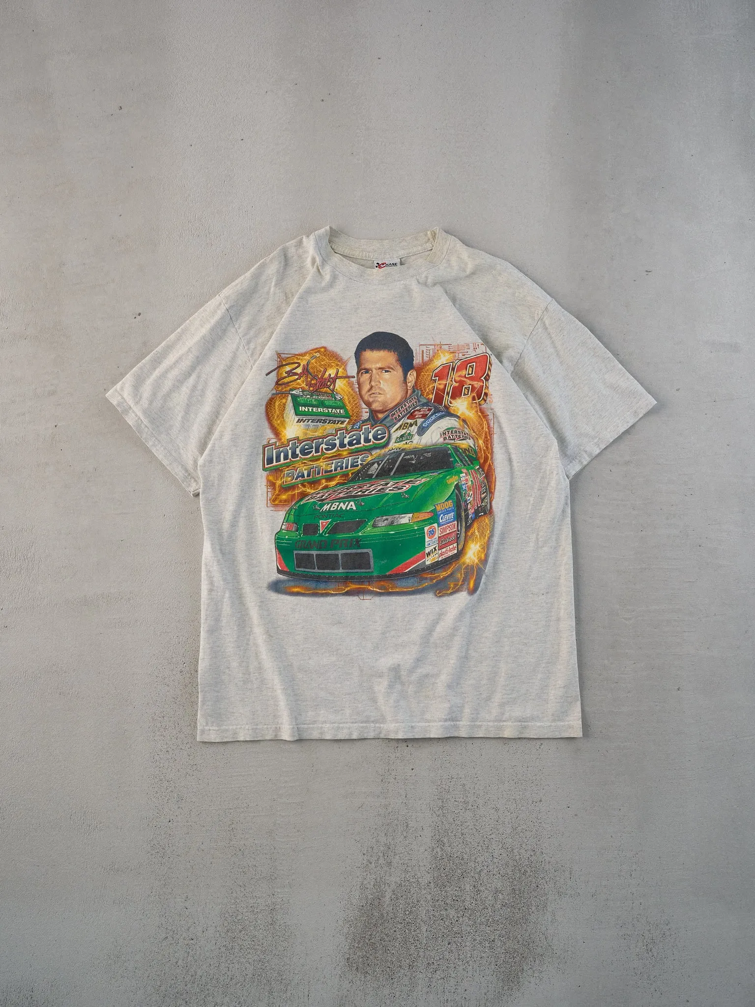 Vintage 00' Grey Interstate Battery Nascar Racing #18 Graphic Tee (L) sold by Rebalance Vintage