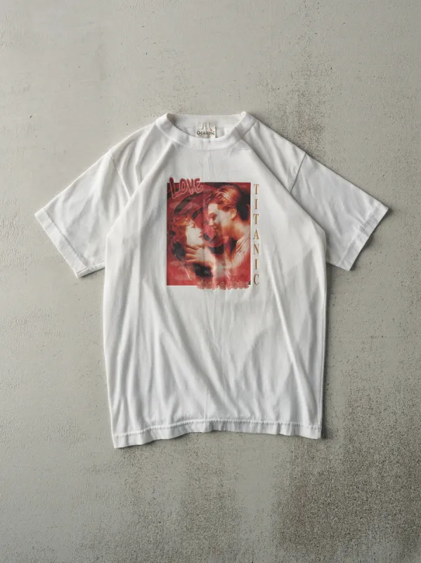 Vintage 90s White Bootleg Titanic Graphic Tee (XS) sold by Rebalance Vintage