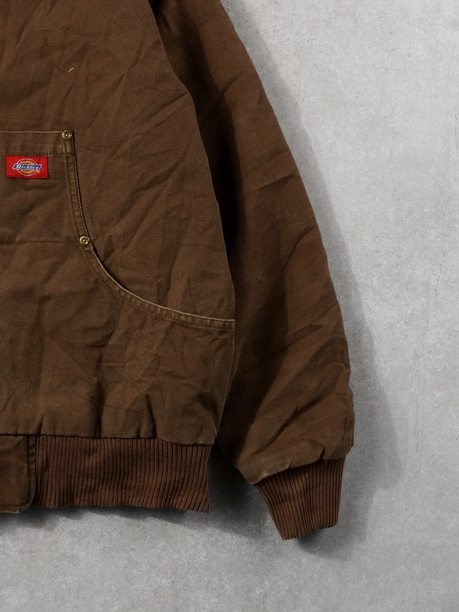 Vintage 90s Brown Dickies Workwear Hooded Jacket (L) sold by Rebalance Vintage product image thumbnail 3