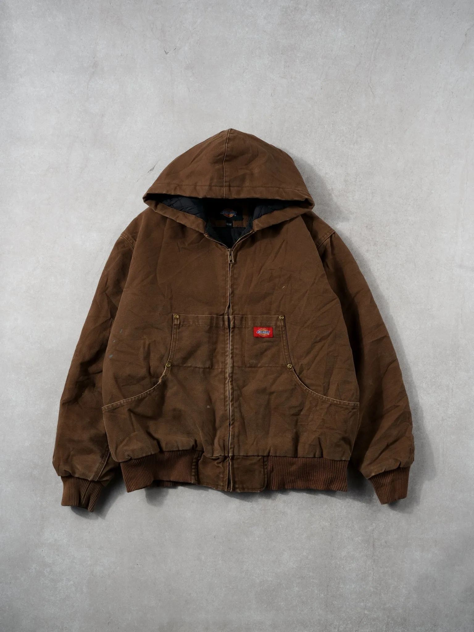 Vintage 90s Brown Dickies Workwear Hooded Jacket (L) sold by Rebalance Vintage