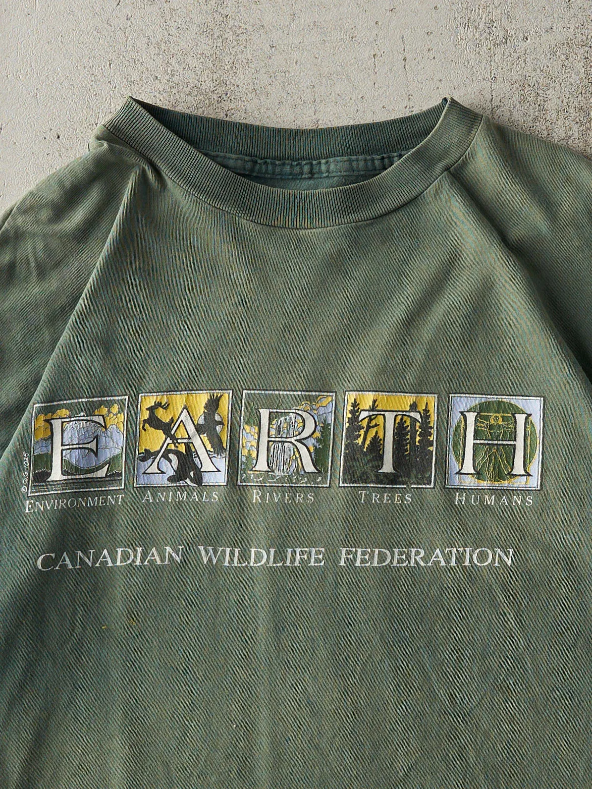 Vintage 90s Sun Faded Green CWF Earth Single Stitch Tee (M/L) sold by Rebalance Vintage product image thumbnail 3