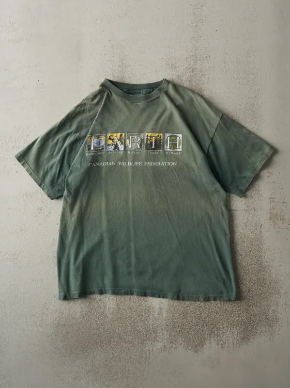 Vintage 90s Sun Faded Green CWF Earth Single Stitch Tee (M/L) sold by Rebalance Vintage