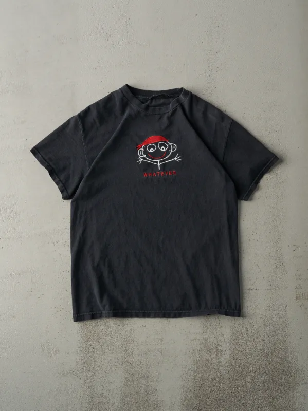 Vintage Y2K Faded Black Embroidered "Whatever" Tee (S) sold by Rebalance Vintage
