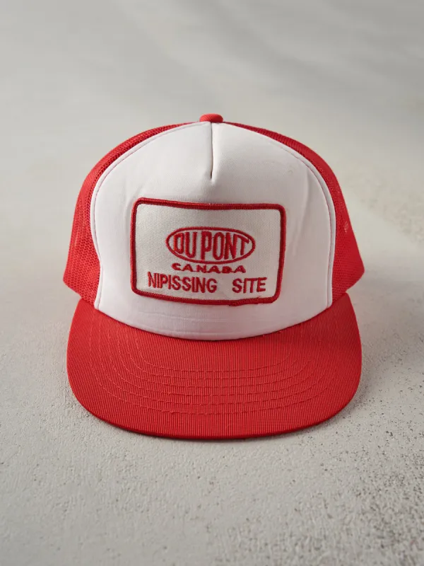 Vintage 80s Red and White Du Pont Canada Foam Trucker Hat sold by Rebalance Vintage