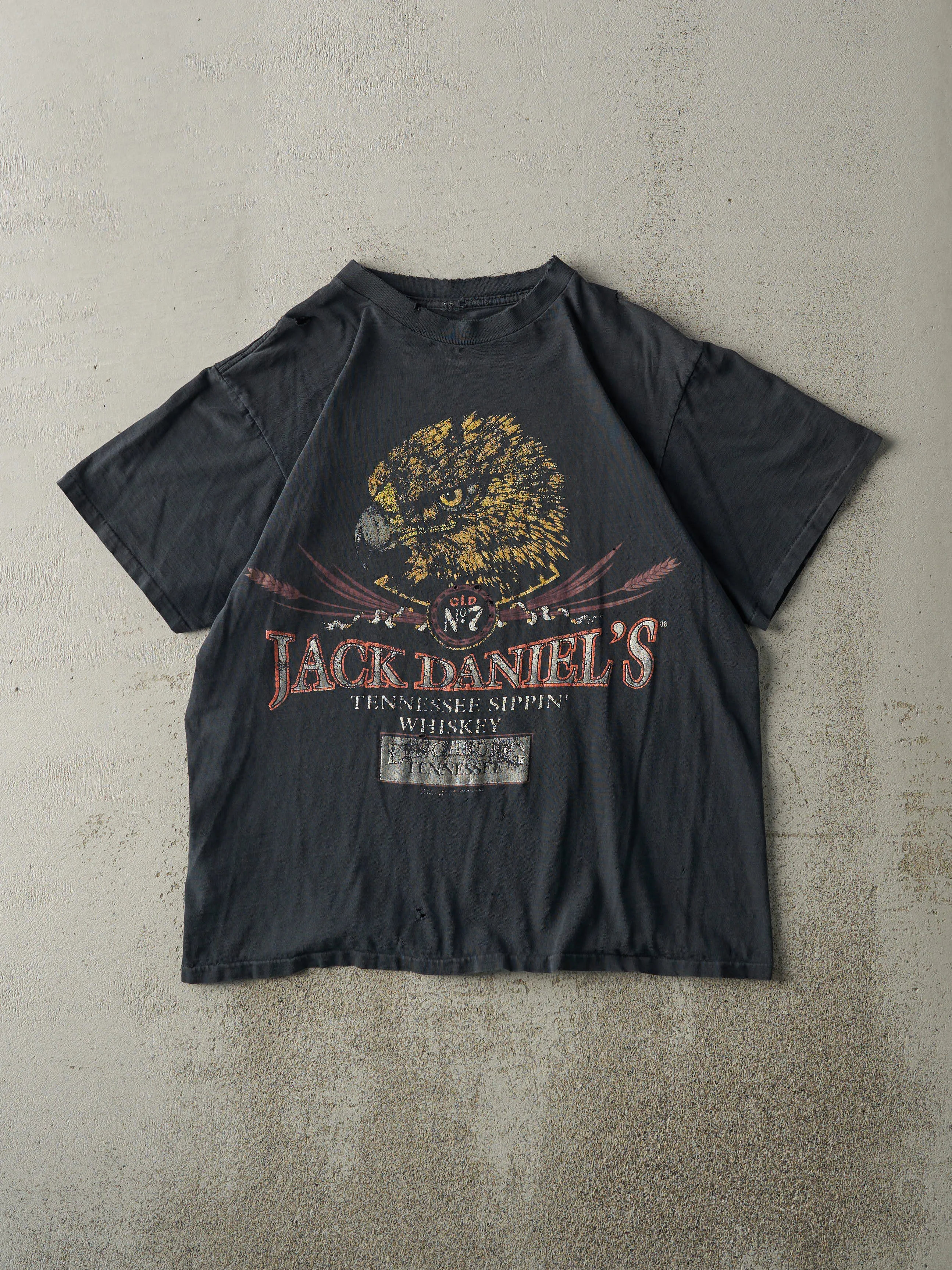 Vintage 90s Faded Black Jack Daniels Single Stitch Tee (M) sold by Rebalance Vintage