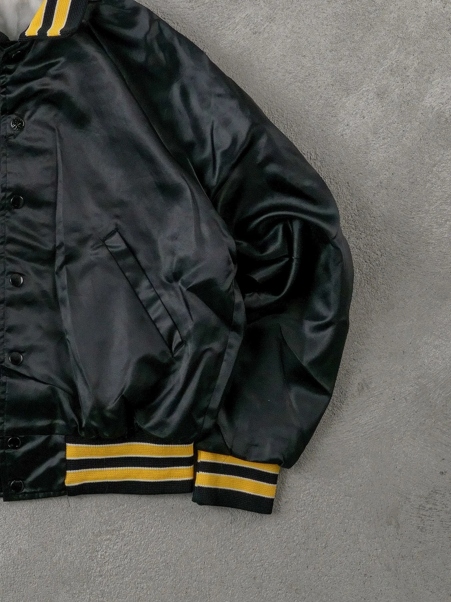 Vintage 90s Black and Yellow Auto Technology Skill Centre Texas Bomber Jacket (S/M) sold by Rebalance Vintage product image thumbnail 5