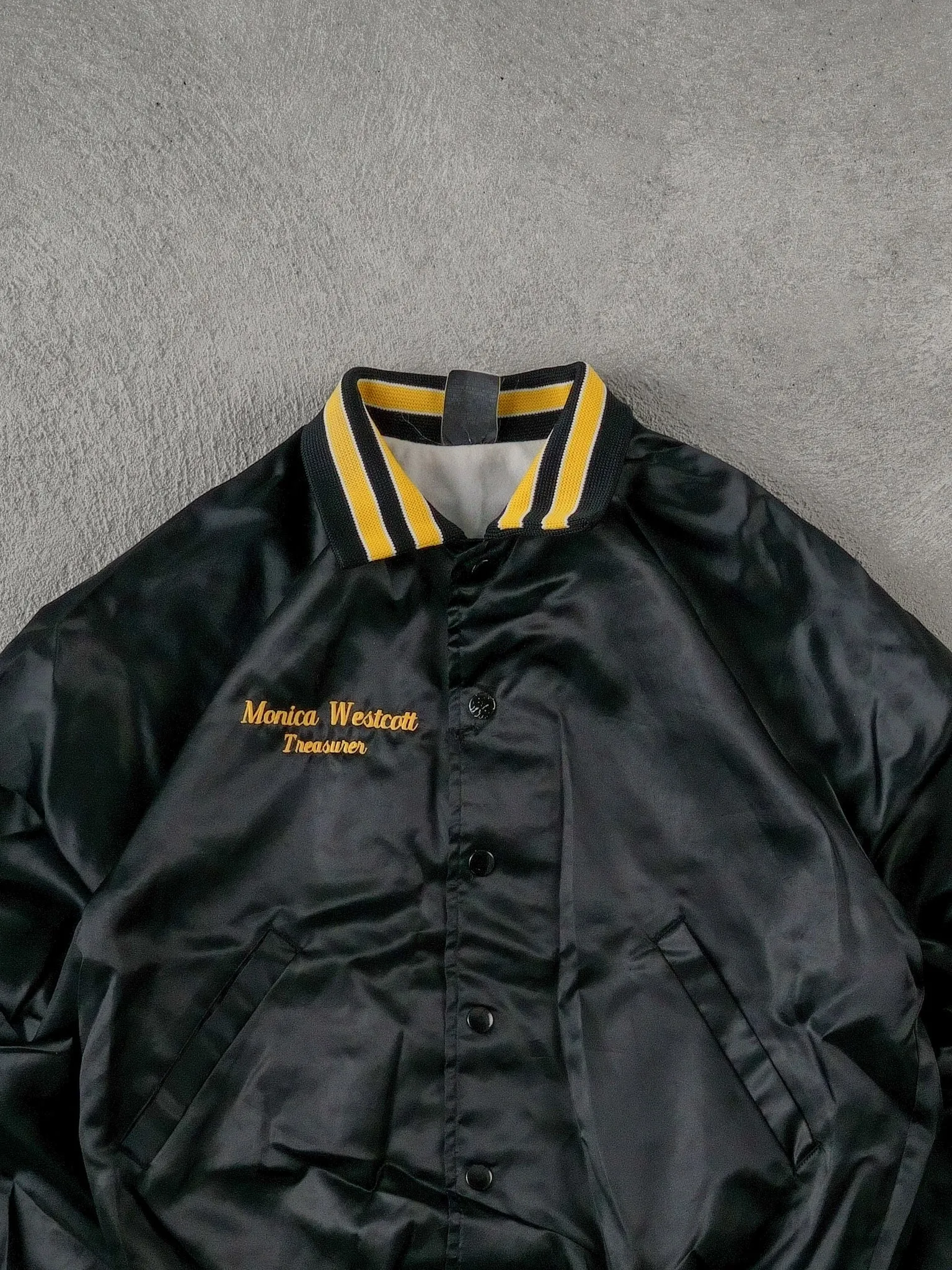 Vintage 90s Black and Yellow Auto Technology Skill Centre Texas Bomber Jacket (S/M) sold by Rebalance Vintage product image thumbnail 3