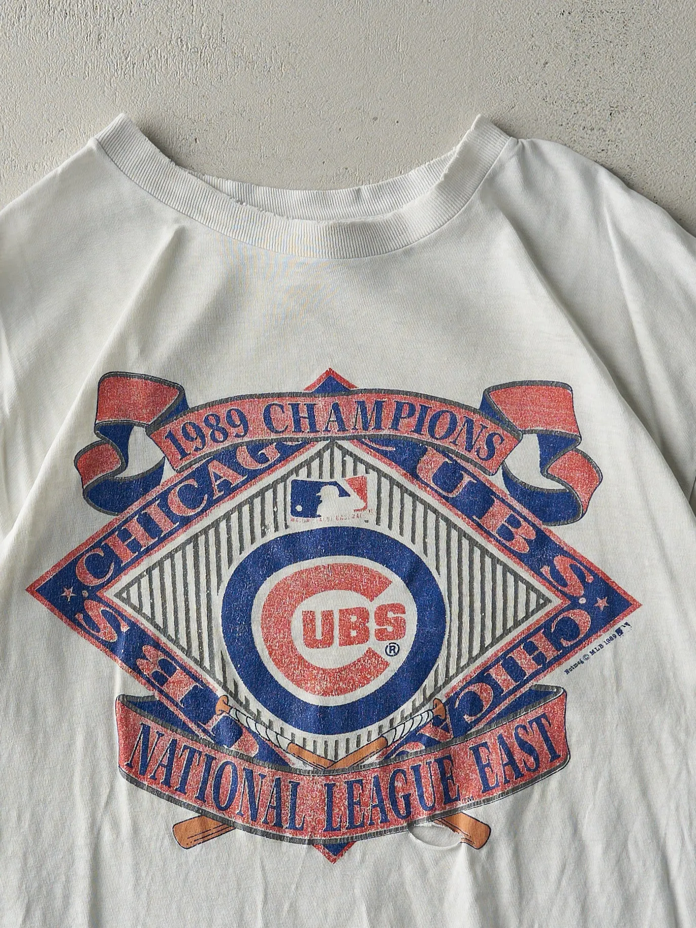 Vintage 89' White Chicago Cubs Champions Single Stitch Tee (M/L) sold by Rebalance Vintage product image thumbnail 2