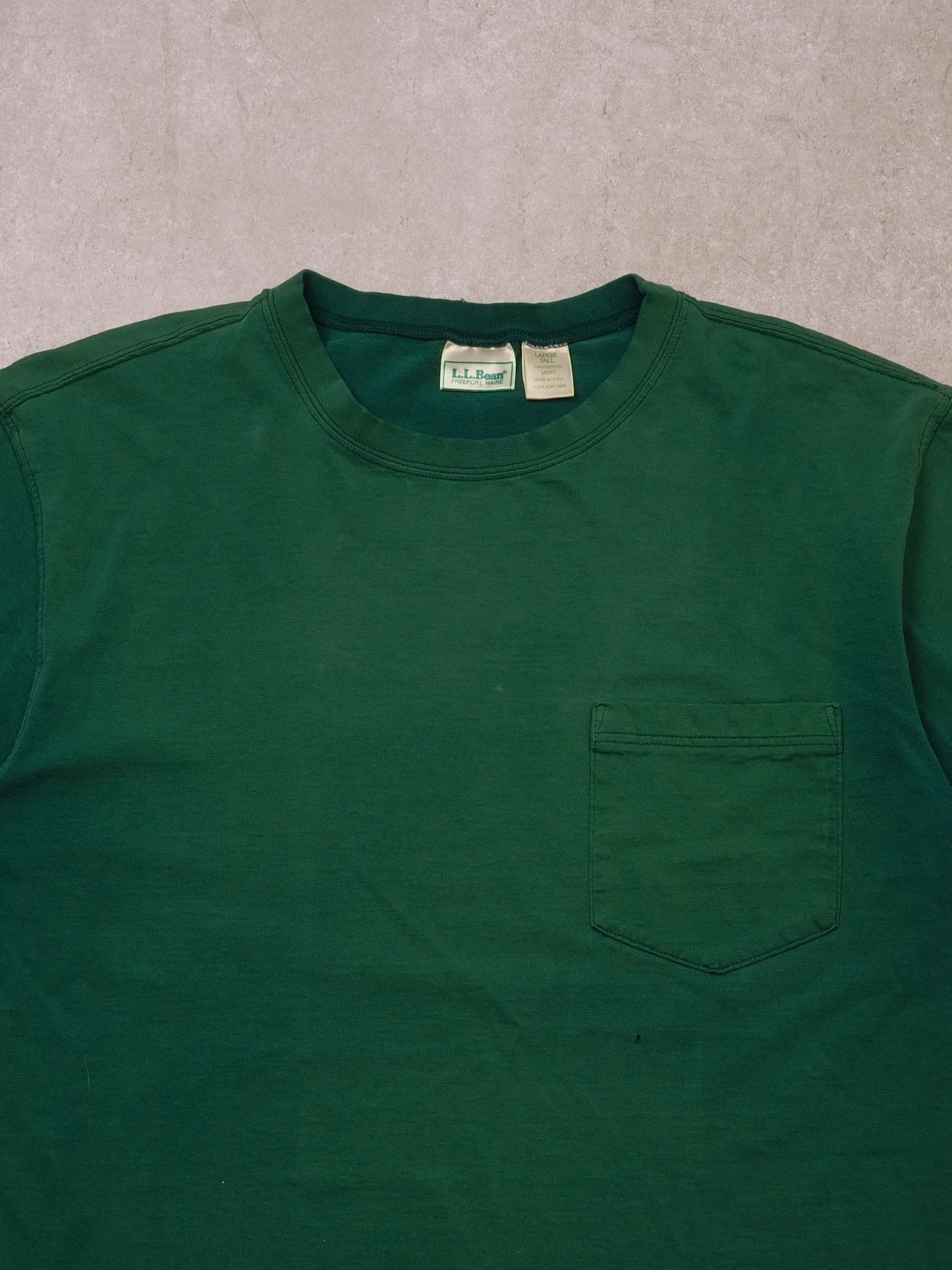 Vintage 90s Sunfaded Pine Green LL Bean Blank Tee (L) sold by Rebalance Vintage product image thumbnail 2