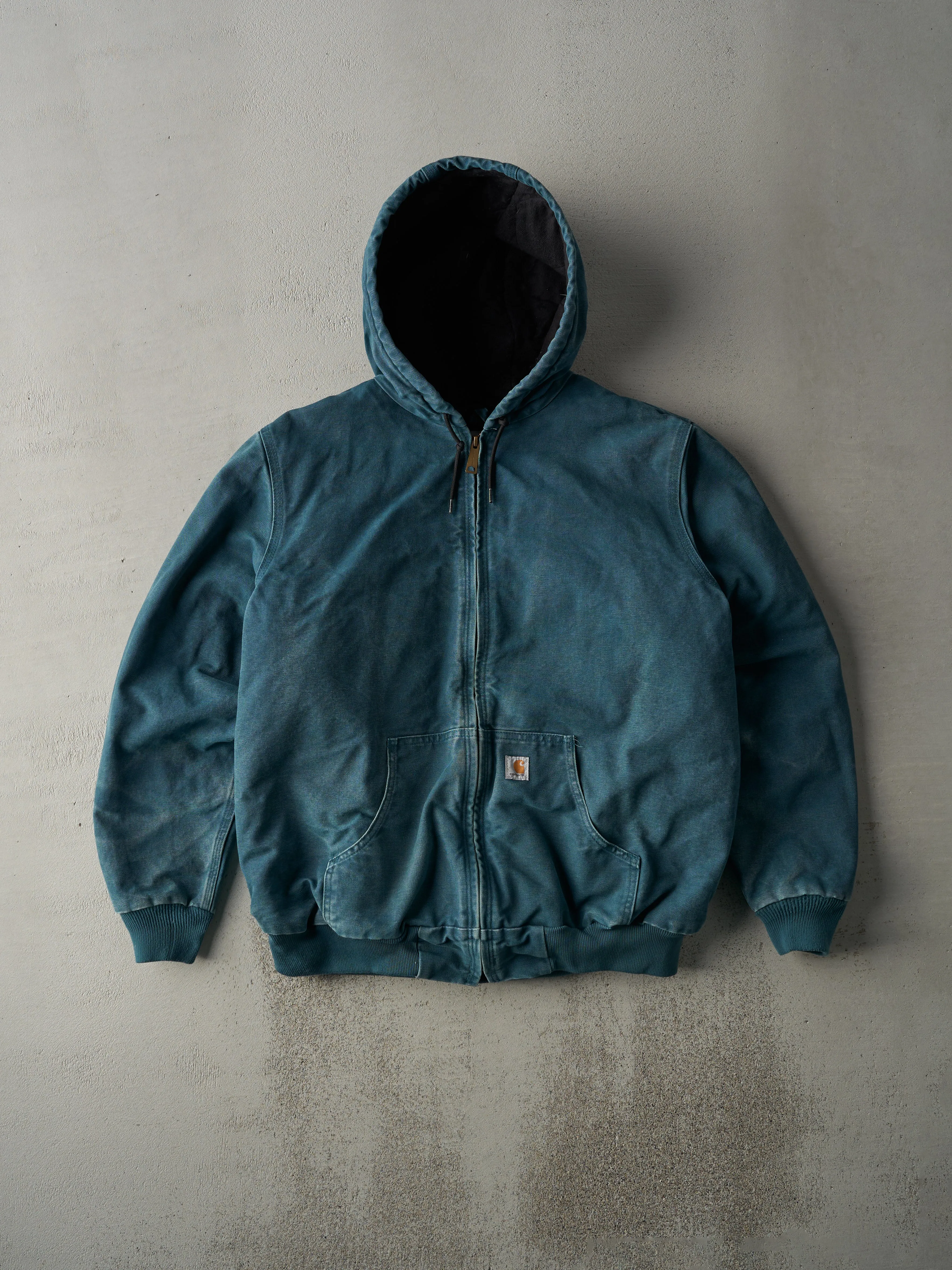 Vintage Y2K Teal Green Carhartt Hooded Workwear Jacket (L) sold by Rebalance Vintage