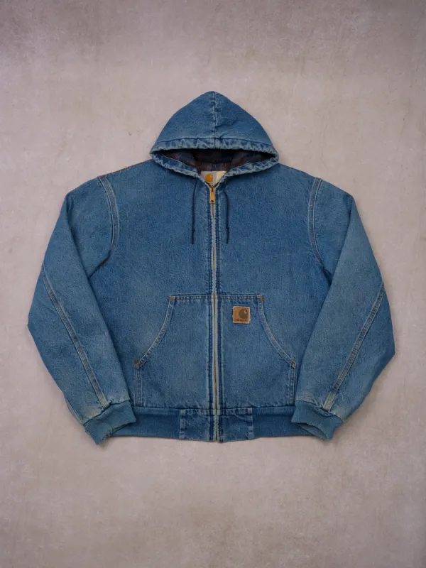 Vintage 90s Light Washed Denim Carhartt Hooded Jacket (M/L) sold by Rebalance Vintage