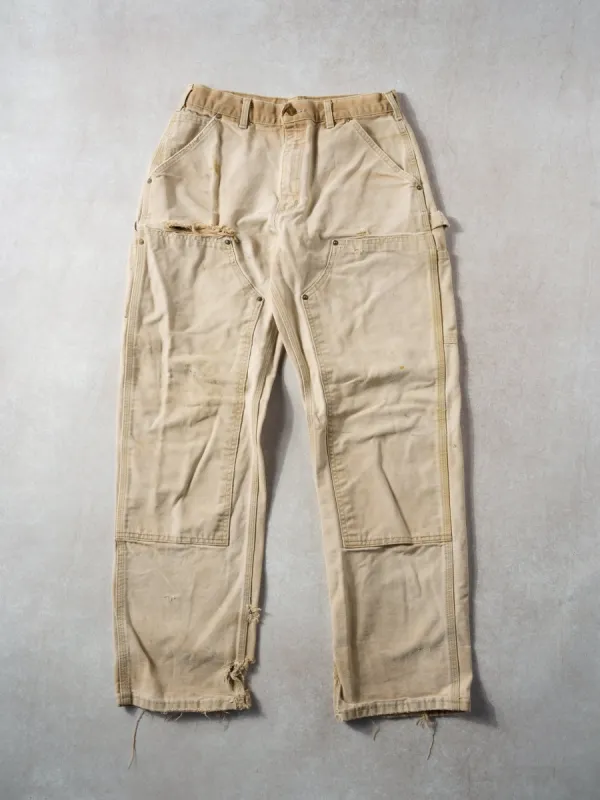 Vintage 90s Washed Khaki Carhartt Double Knee Carpenter Pants (32x31) sold by Rebalance Vintage