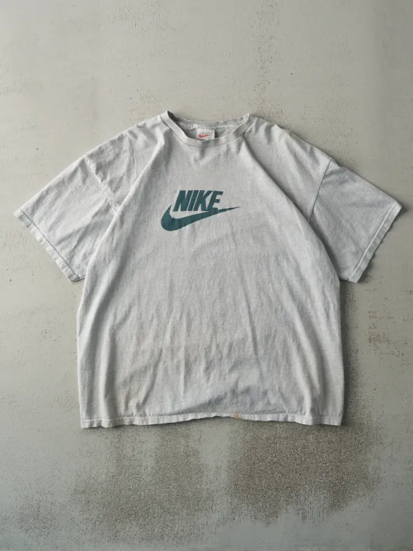 Vintage 90s Heather Grey Nike Logo Tee (L) sold by Rebalance Vintage