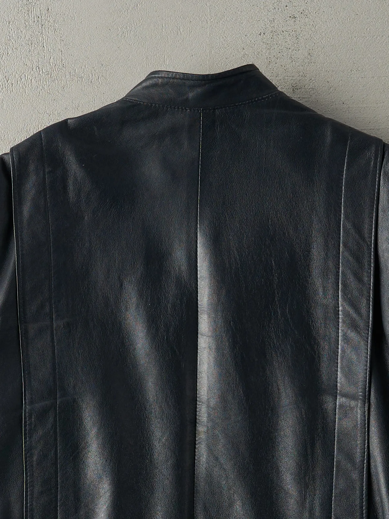 Vintage 90s Navy Blue Paul Fédia Leather Jacket (M) sold by Rebalance Vintage product image thumbnail 4