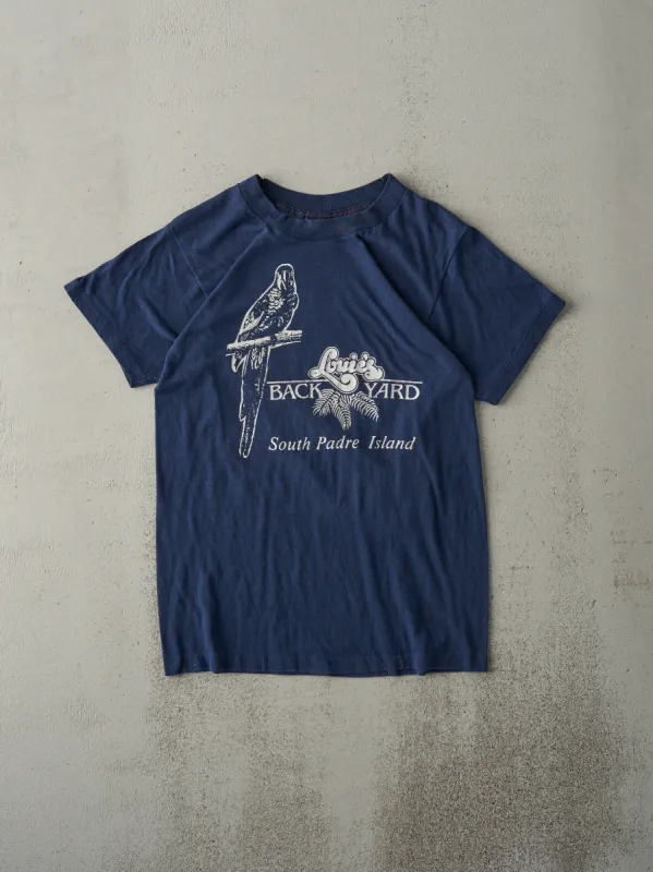 Vintage 70s Navy Backyard South Padre Island Single Stitch Tee (XS) sold by Rebalance Vintage