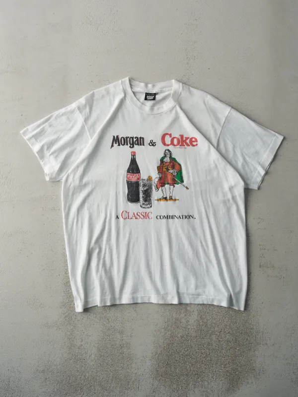 Vintage RARE 80s White Captain Morgan & Coca Cola Single Stitch Tee (M) sold by Rebalance Vintage