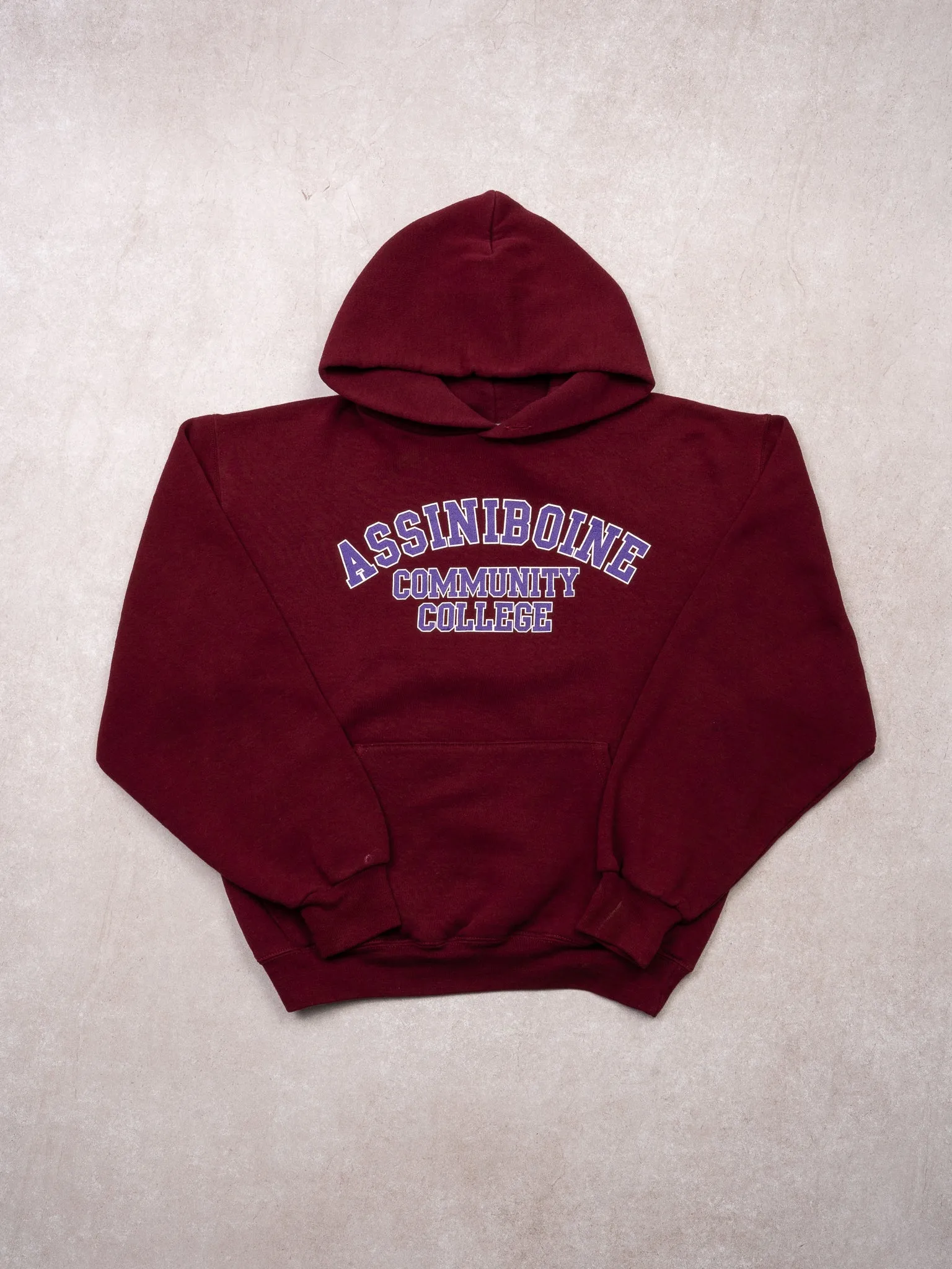 Vintage Maroon Assiniboine Community College Russell Athletics Hoodie (S) sold by Rebalance Vintage