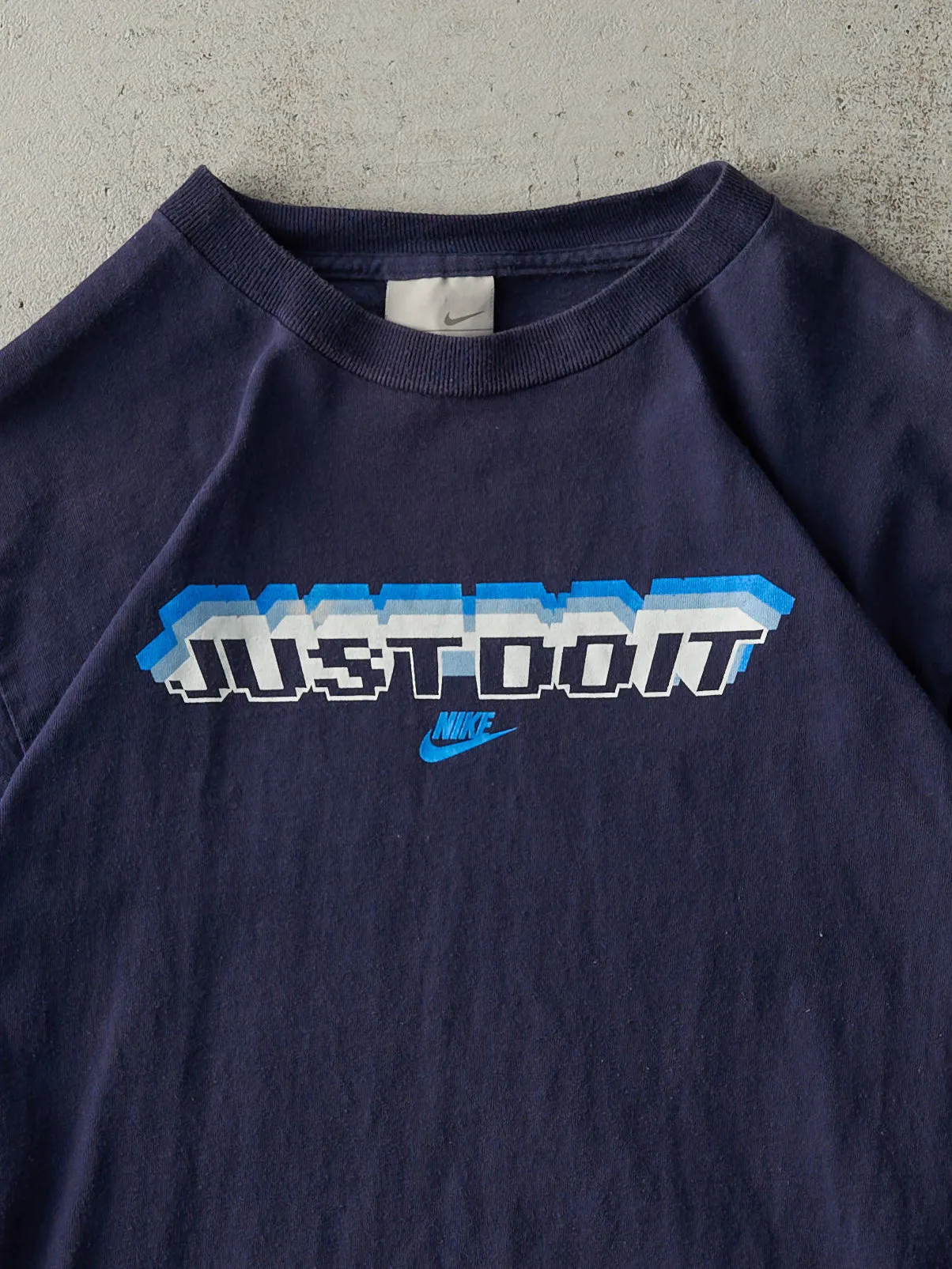 Vintage Y2K Navy Blue Nike Just Do It Tee (S) sold by Rebalance Vintage product image thumbnail 2