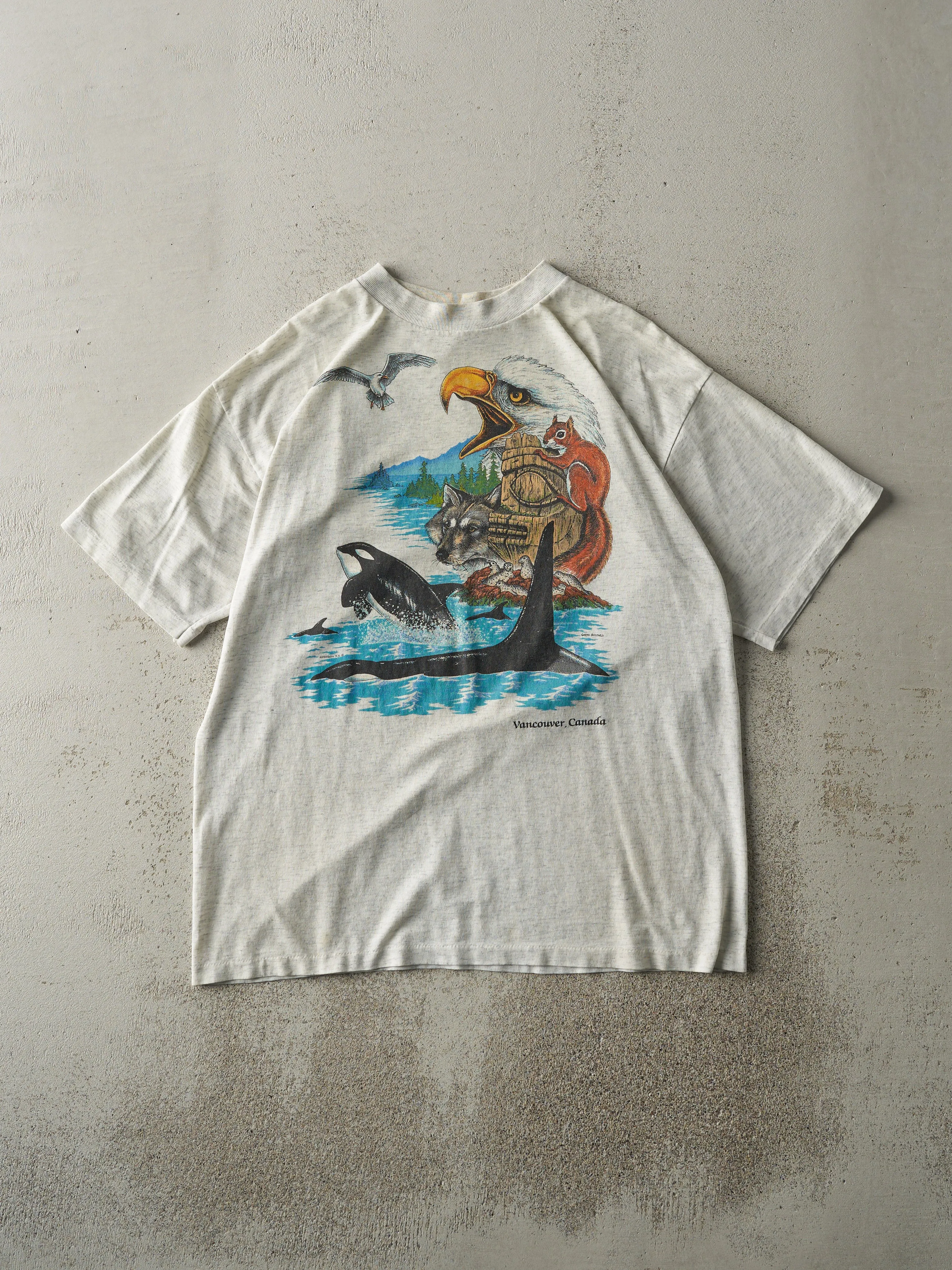 Vintage 90s Heather Grey Vancouver Canada Single Stitch Tee (M) sold by Rebalance Vintage