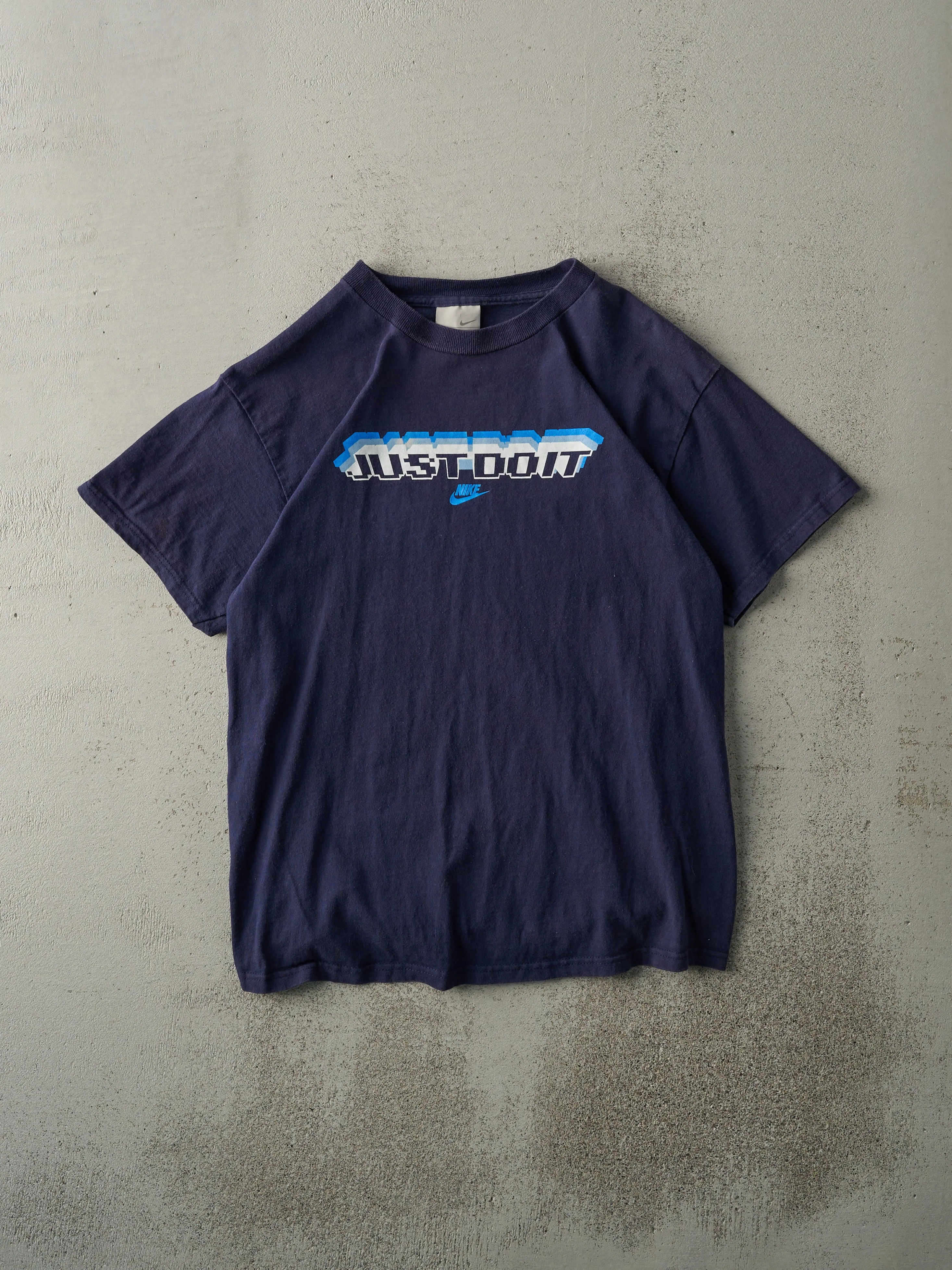 Vintage Y2K Navy Blue Nike Just Do It Tee (S) sold by Rebalance Vintage
