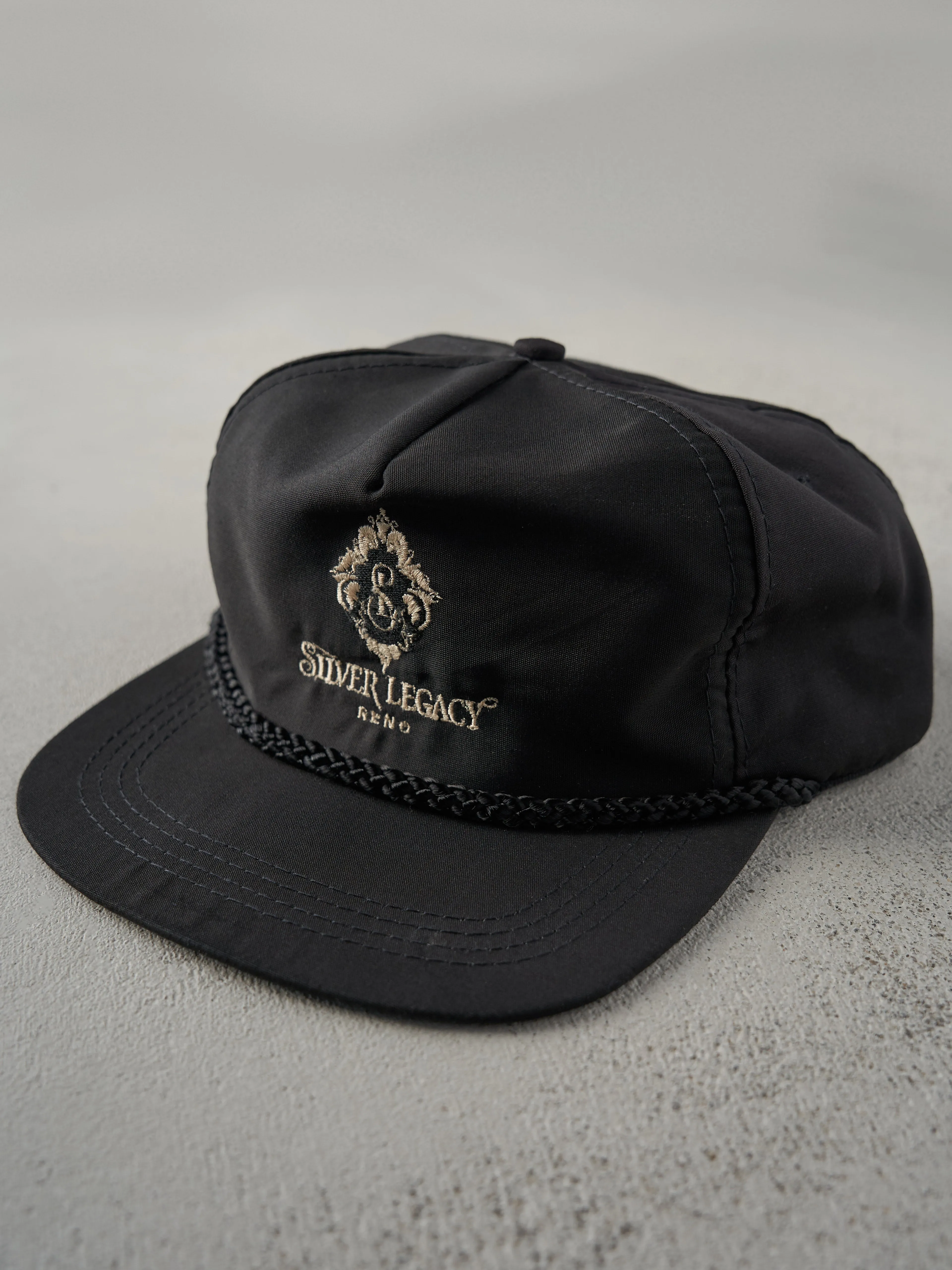 Vintage 80s Black Silver Legacy Reno Leather Strap Back Hat sold by Rebalance Vintage product image thumbnail 2