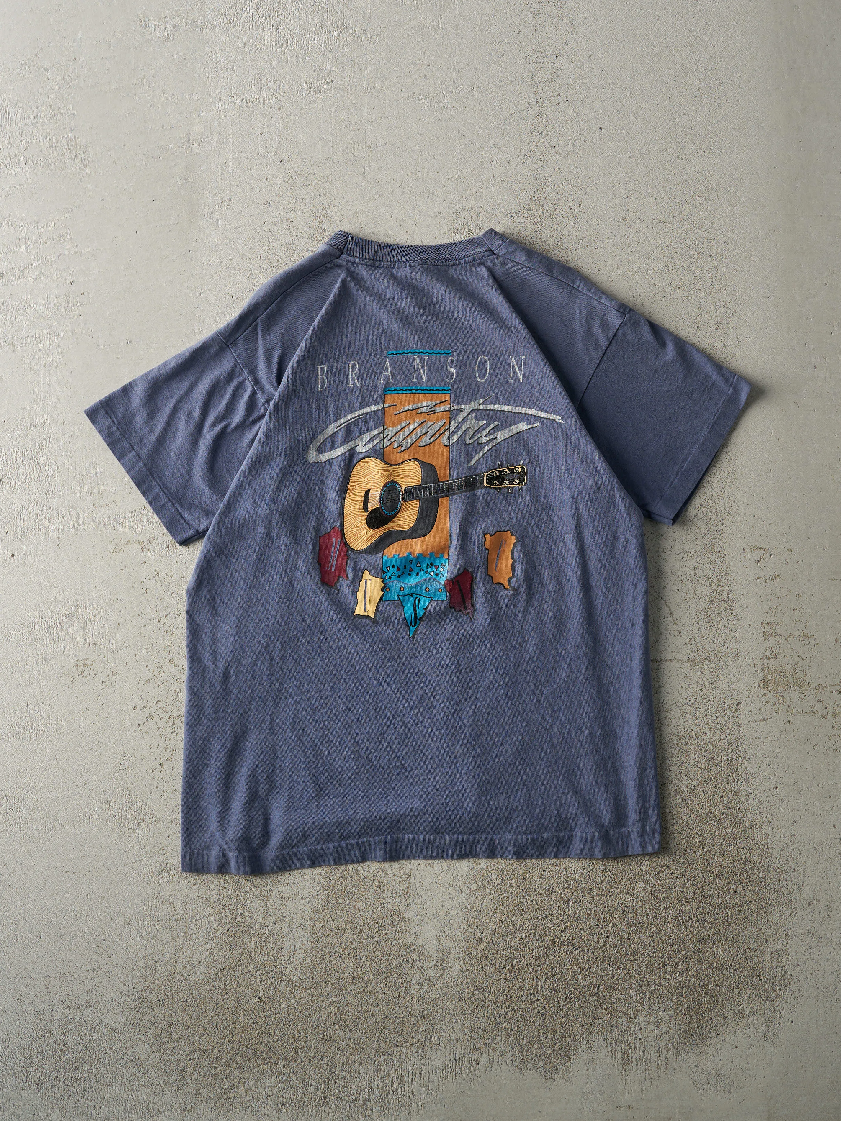 Vintage 90s Slate Blue Branson Country Music Single Stitch Tee (M) sold by Rebalance Vintage