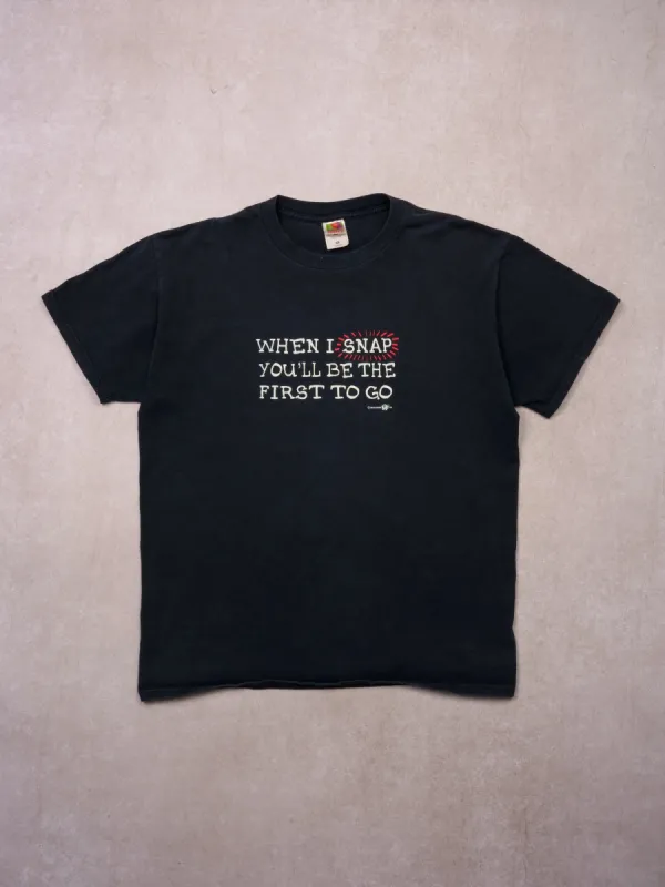 Vintage 90s Washed Black "When I Snap You'll Be The First To Go" Tee (M) sold by Rebalance Vintage