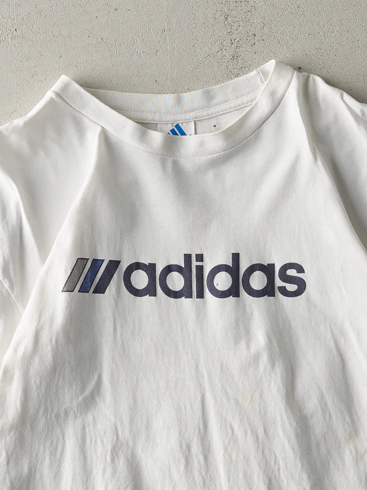 Vintage 90s White Adidas Logo Tee (M/L) sold by Rebalance Vintage product image thumbnail 3