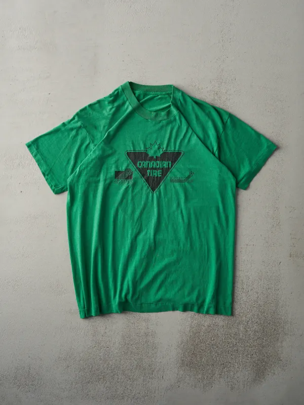 Vintage 80s Bright Green Canadian Tire Single Stitch Tee (M) sold by Rebalance Vintage